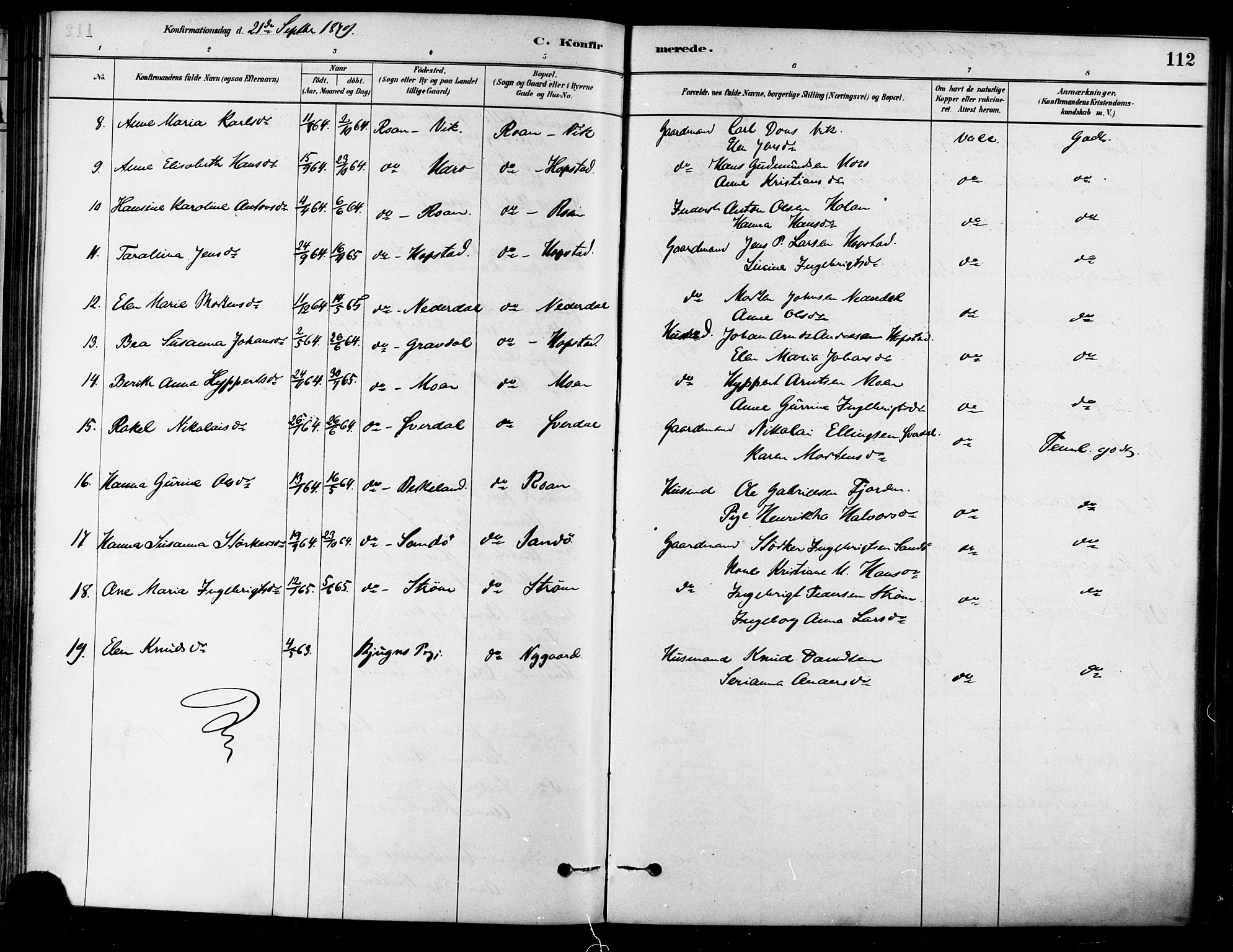 Ministerialprotokoller, klokkerbøker og fødselsregistre - Sør-Trøndelag, SAT/A-1456/657/L0707: Parish register (official) no. 657A08, 1879-1893, p. 112