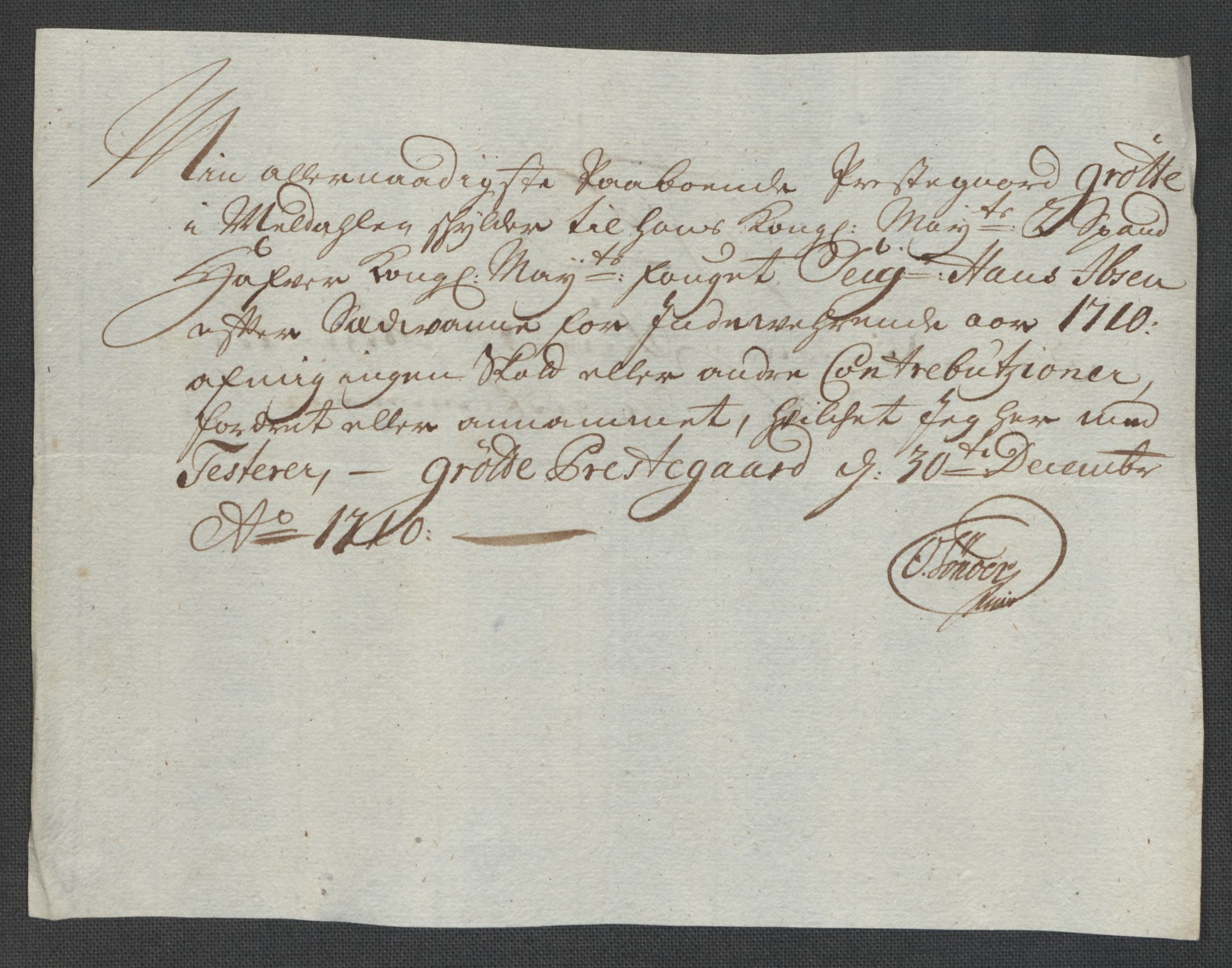 Rentekammeret inntil 1814, Reviderte regnskaper, Fogderegnskap, RA/EA-4092/R60/L3960: Fogderegnskap Orkdal og Gauldal, 1710, p. 326
