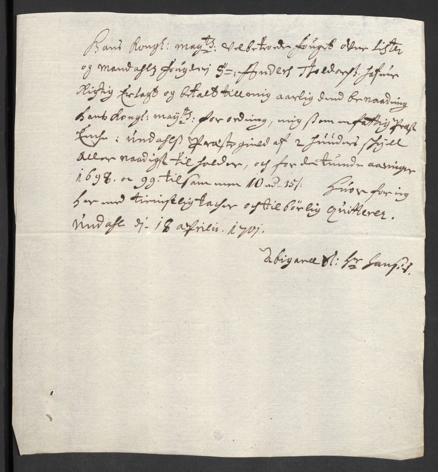 Rentekammeret inntil 1814, Reviderte regnskaper, Fogderegnskap, RA/EA-4092/R43/L2547: Fogderegnskap Lista og Mandal, 1698-1699, p. 243