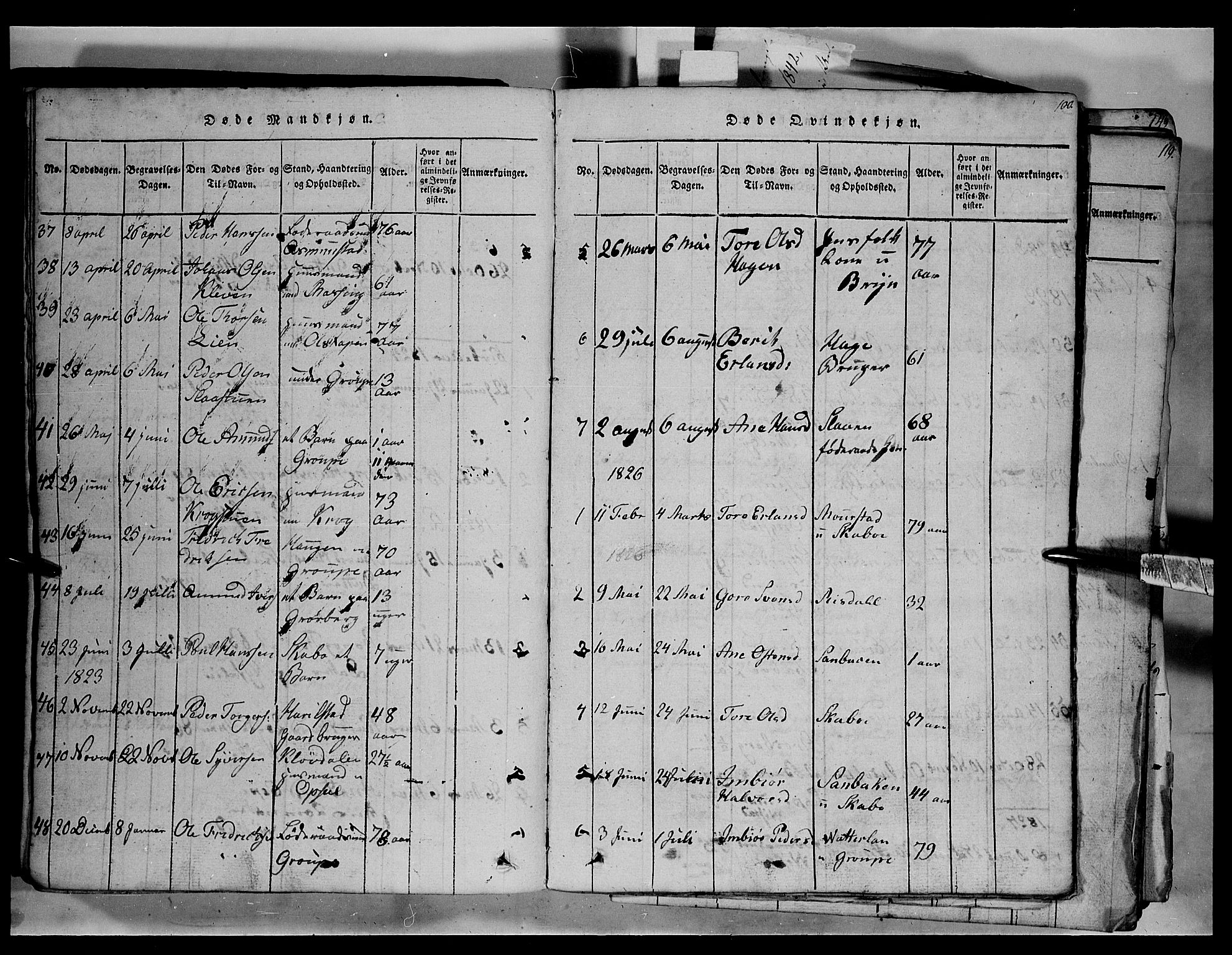 Fron prestekontor, SAH/PREST-078/H/Ha/Hab/L0003: Parish register (copy) no. 3, 1816-1850, p. 100