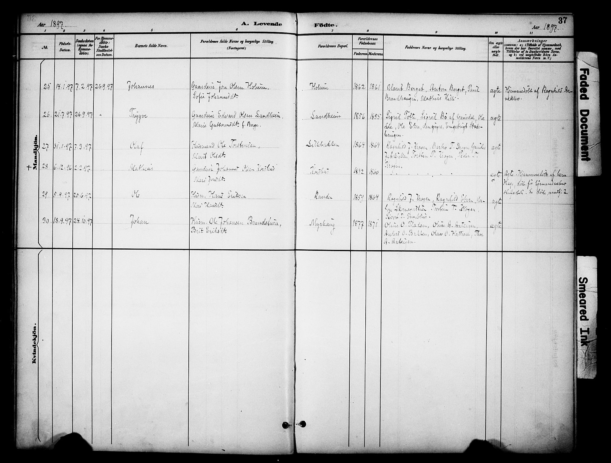 Dovre prestekontor, AV/SAH-PREST-066/H/Ha/Haa/L0003: Parish register (official) no. 3, 1891-1901, p. 37