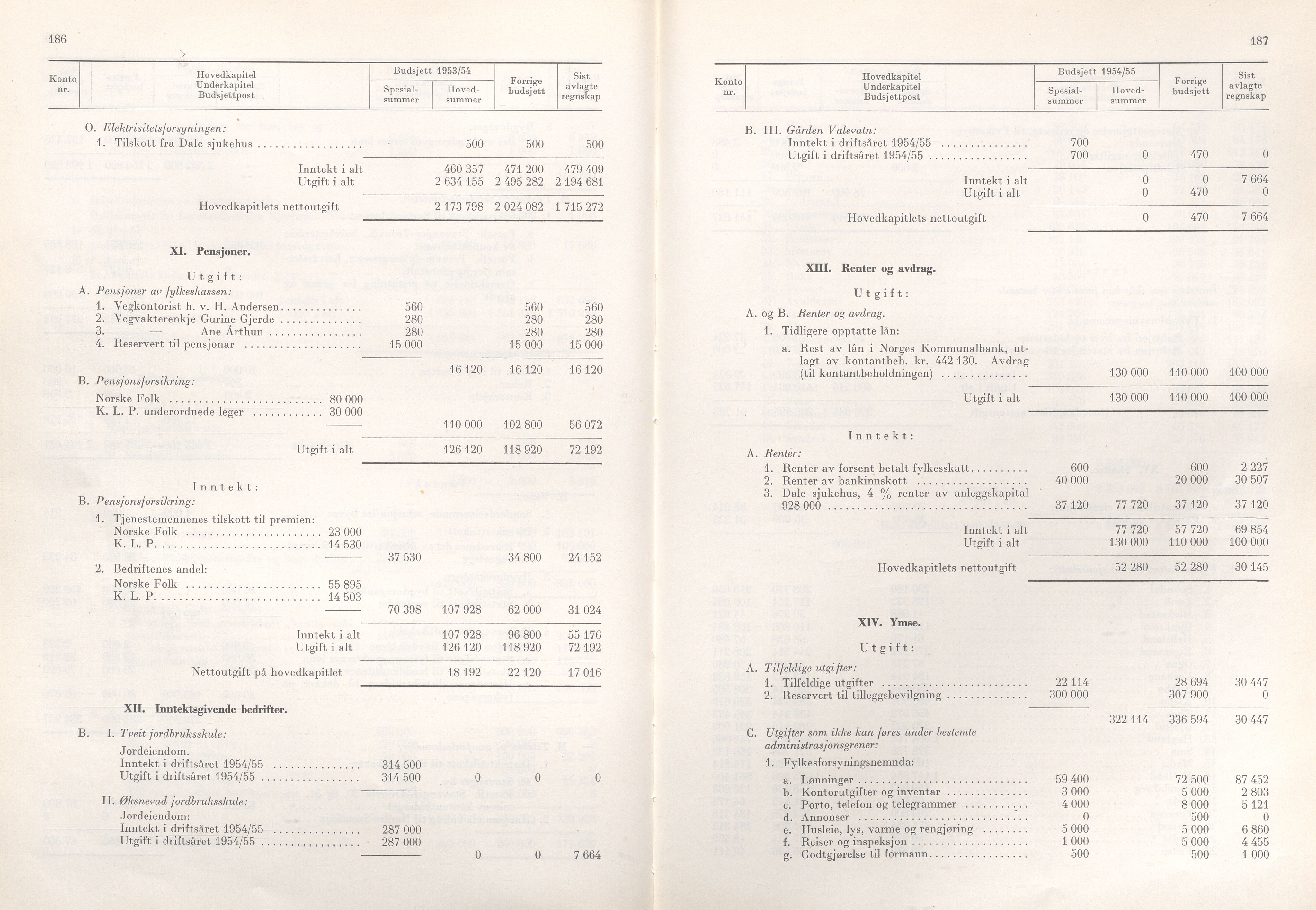 Rogaland fylkeskommune - Fylkesrådmannen , IKAR/A-900/A/Aa/Aaa/L0073: Møtebok , 1954, p. 186-187