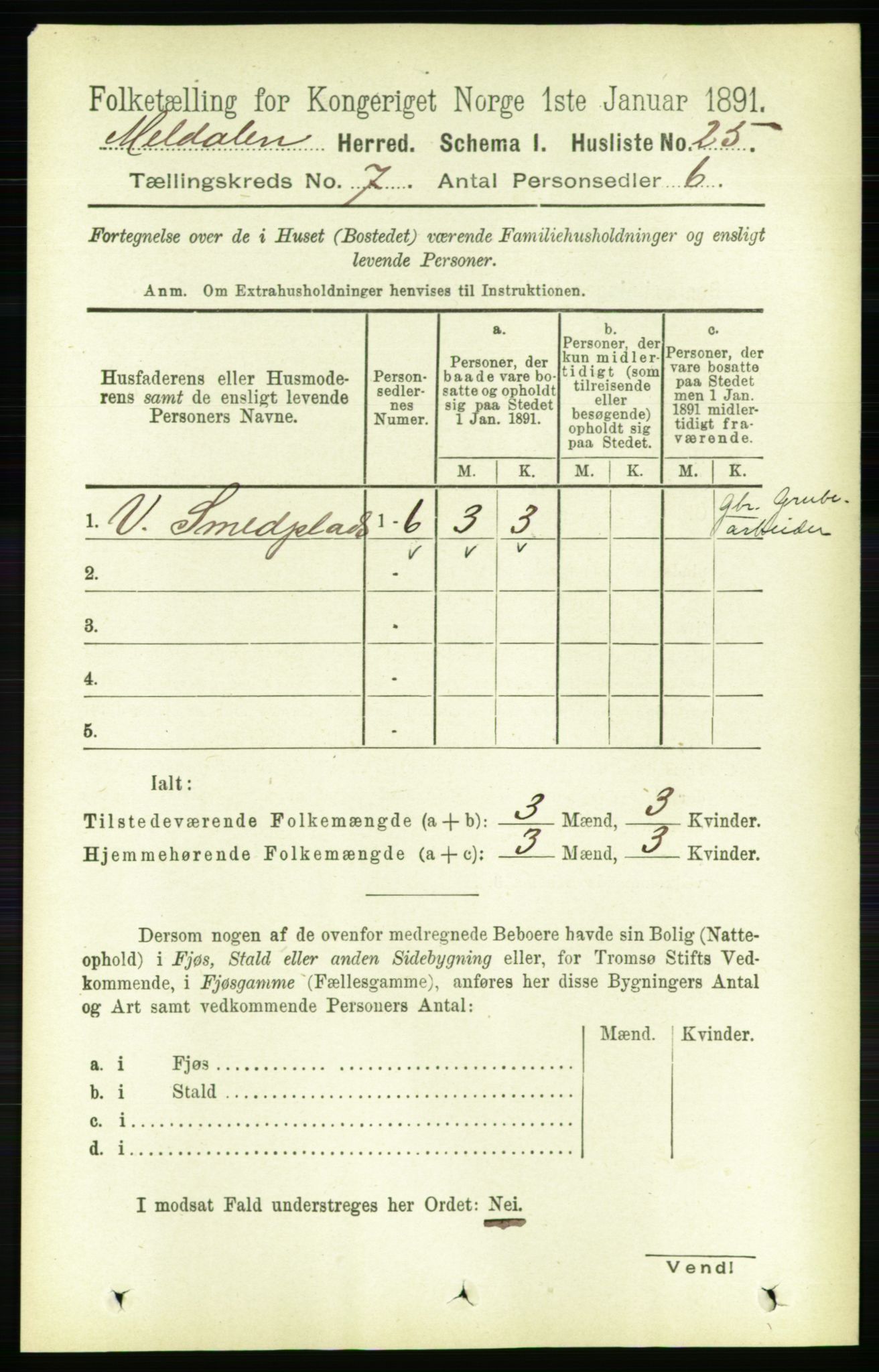 RA, 1891 census for 1636 Meldal, 1891, p. 3355