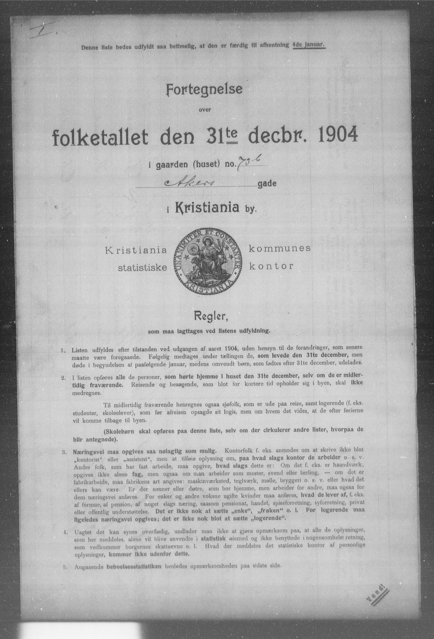 OBA, Municipal Census 1904 for Kristiania, 1904, p. 213