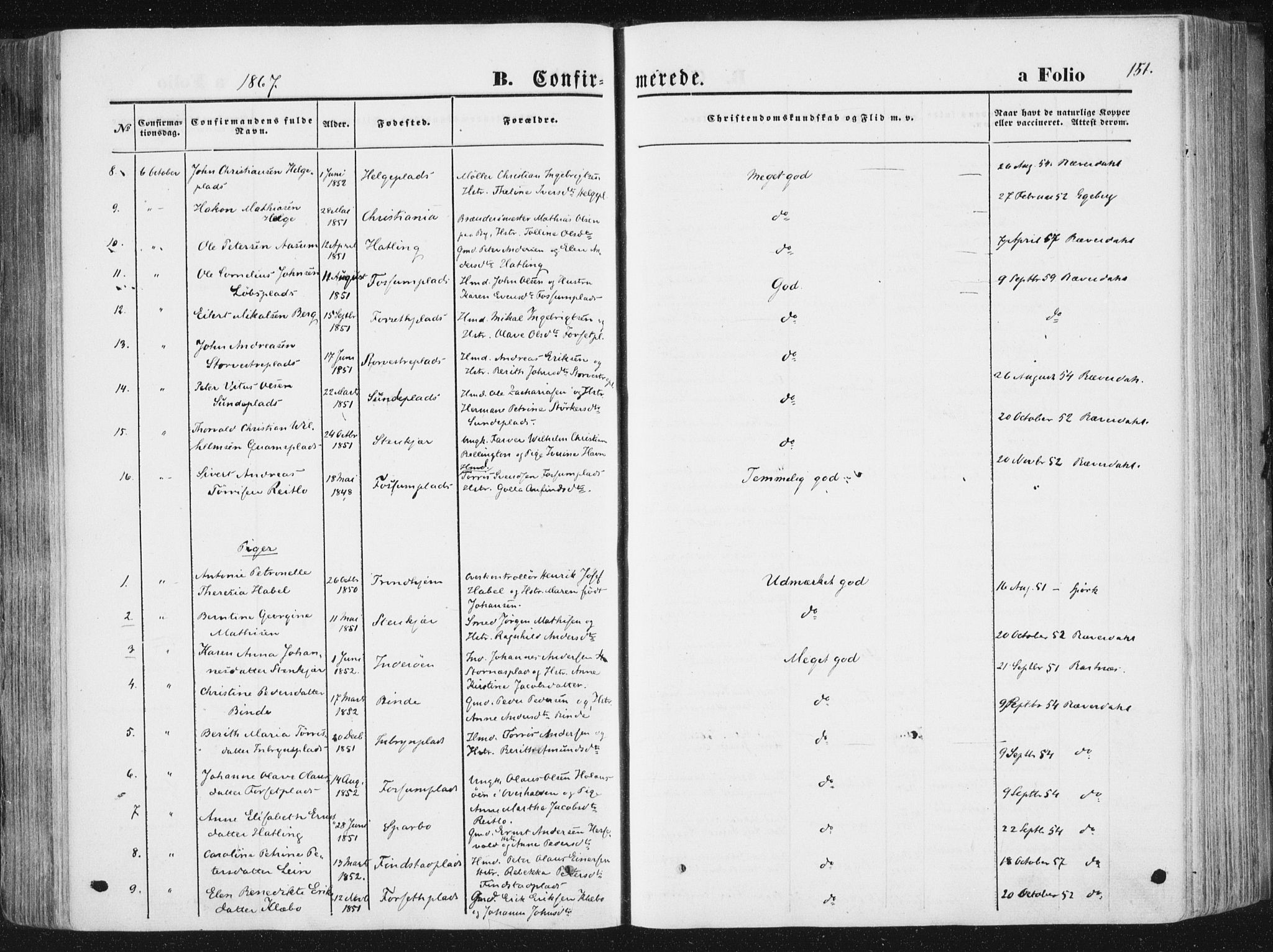 Ministerialprotokoller, klokkerbøker og fødselsregistre - Nord-Trøndelag, SAT/A-1458/746/L0447: Parish register (official) no. 746A06, 1860-1877, p. 151