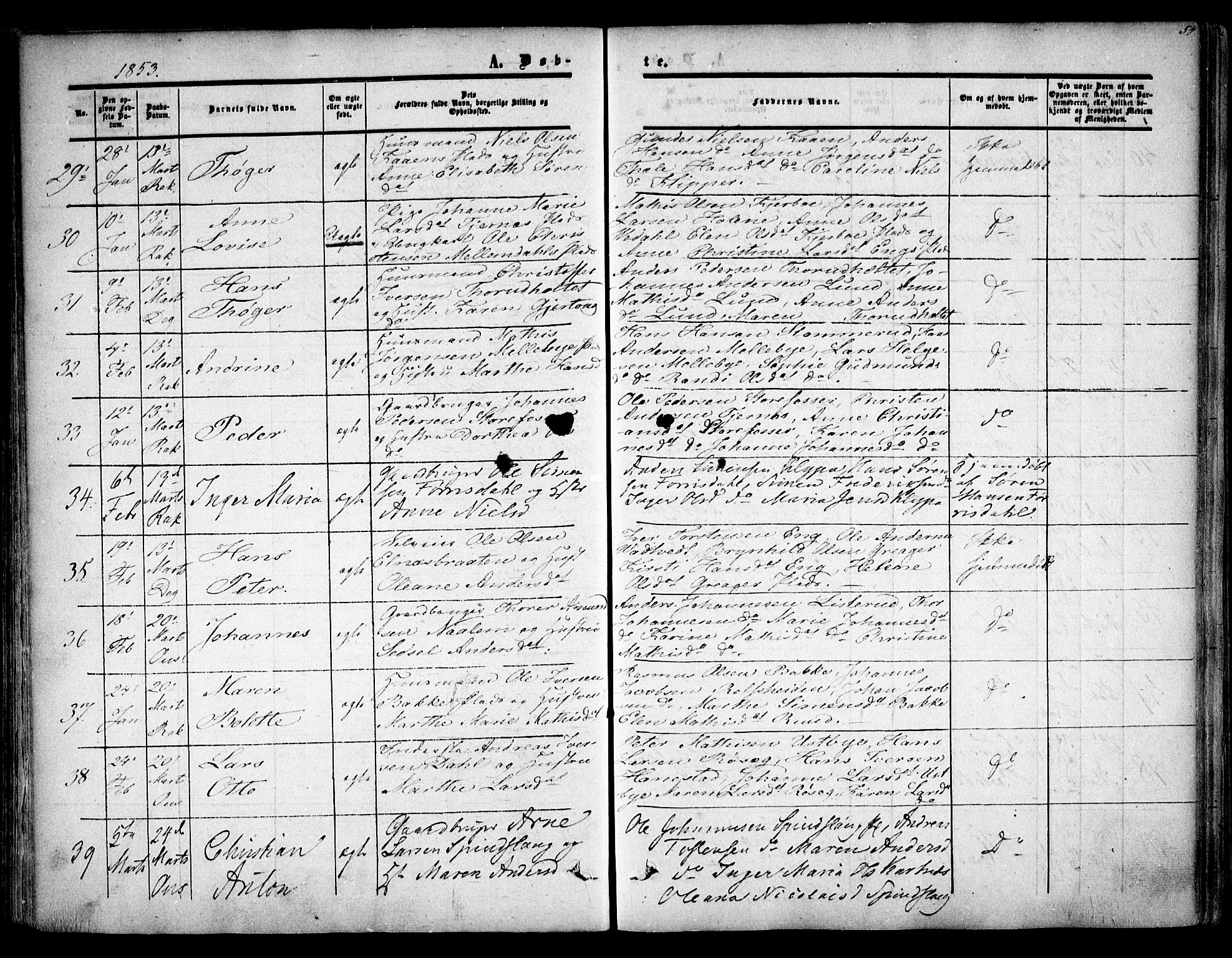 Rakkestad prestekontor Kirkebøker, AV/SAO-A-2008/F/Fa/L0009: Parish register (official) no. I 9, 1850-1856, p. 54