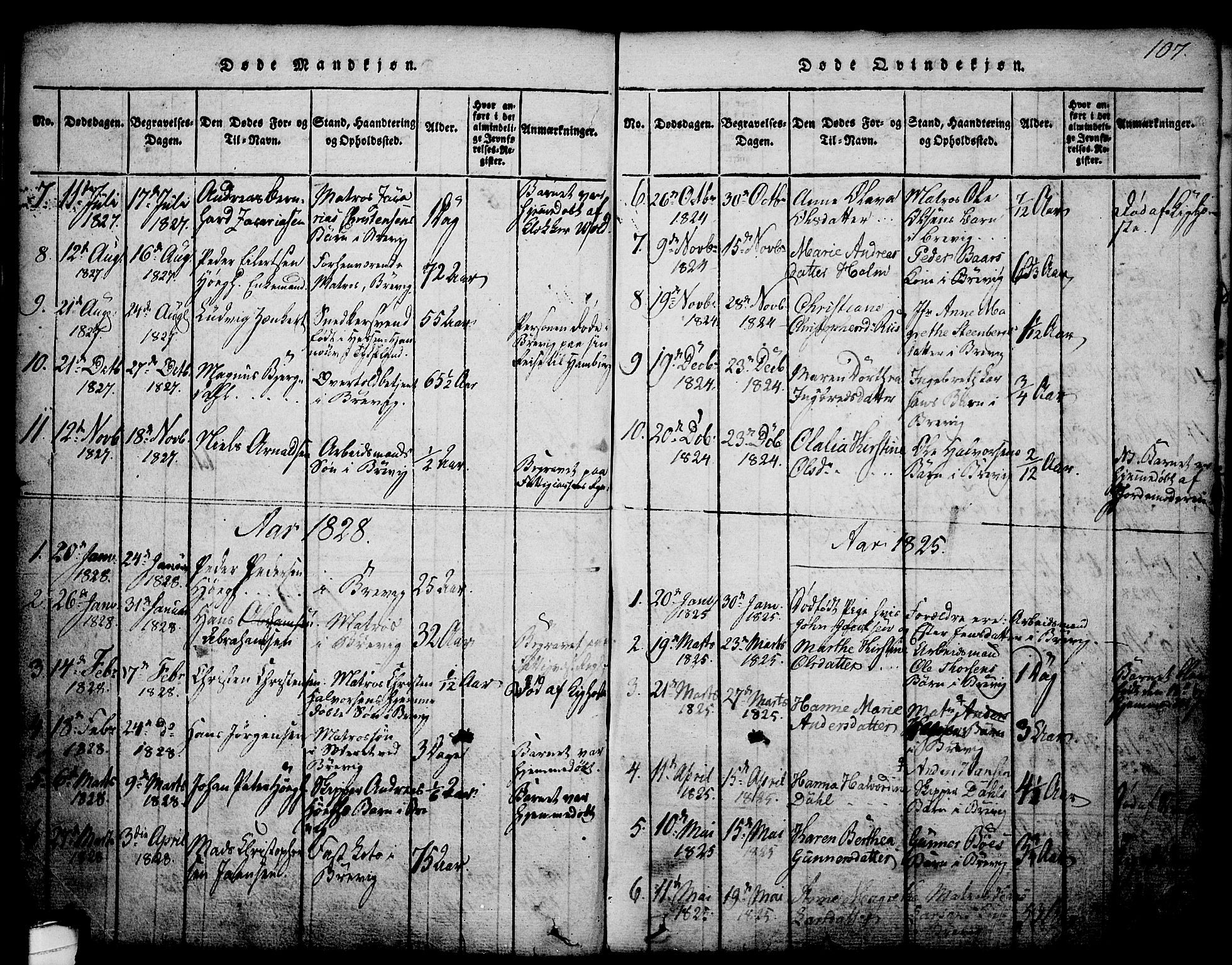 Brevik kirkebøker, SAKO/A-255/G/Ga/L0001: Parish register (copy) no. 1, 1814-1845, p. 107