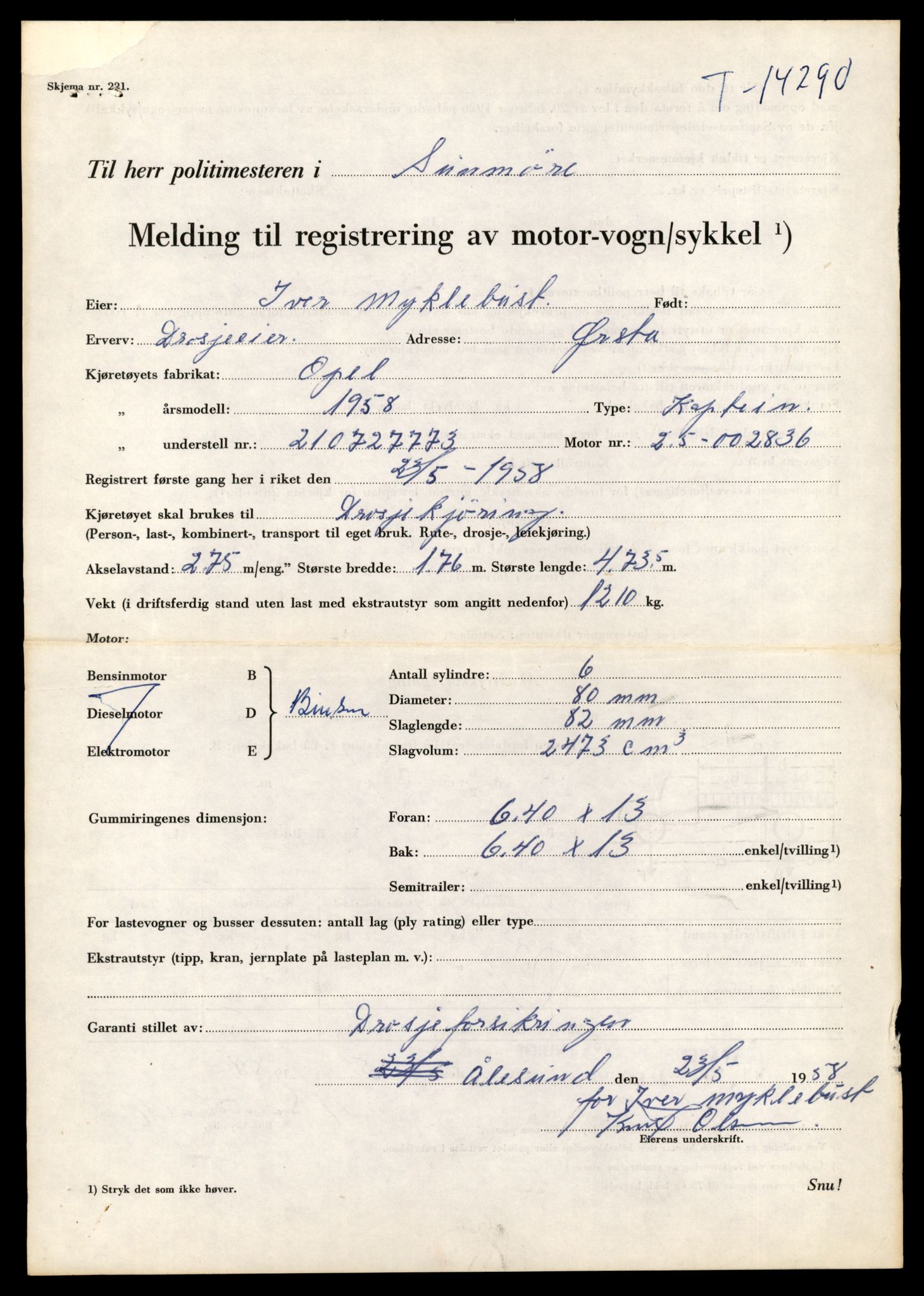Møre og Romsdal vegkontor - Ålesund trafikkstasjon, AV/SAT-A-4099/F/Fe/L0044: Registreringskort for kjøretøy T 14205 - T 14319, 1927-1998, p. 2517