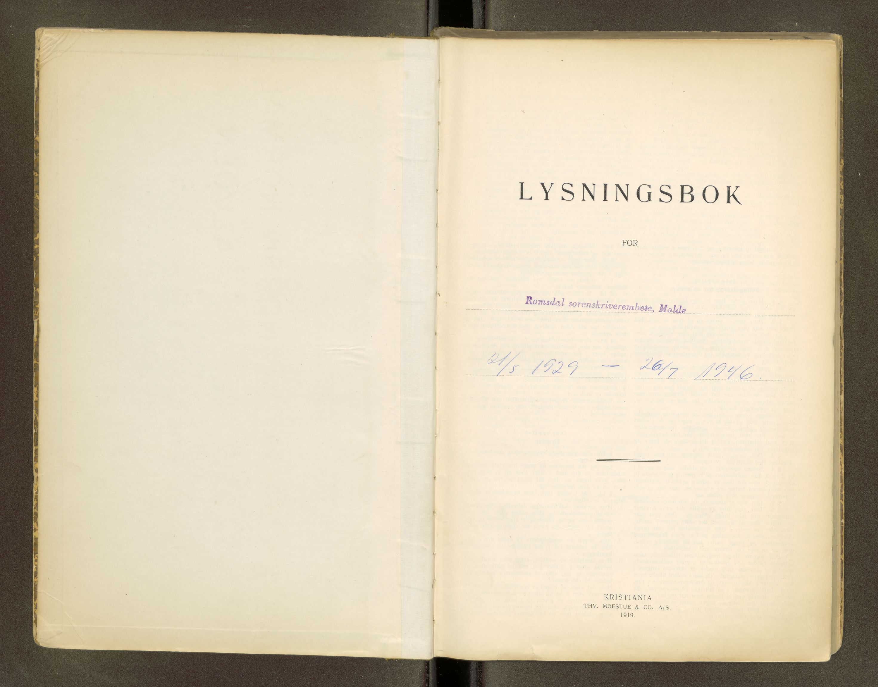 Romsdal sorenskriveri, SAT/A-4149/1/6/6D/L0001: Lysingsbok, 1929-1946