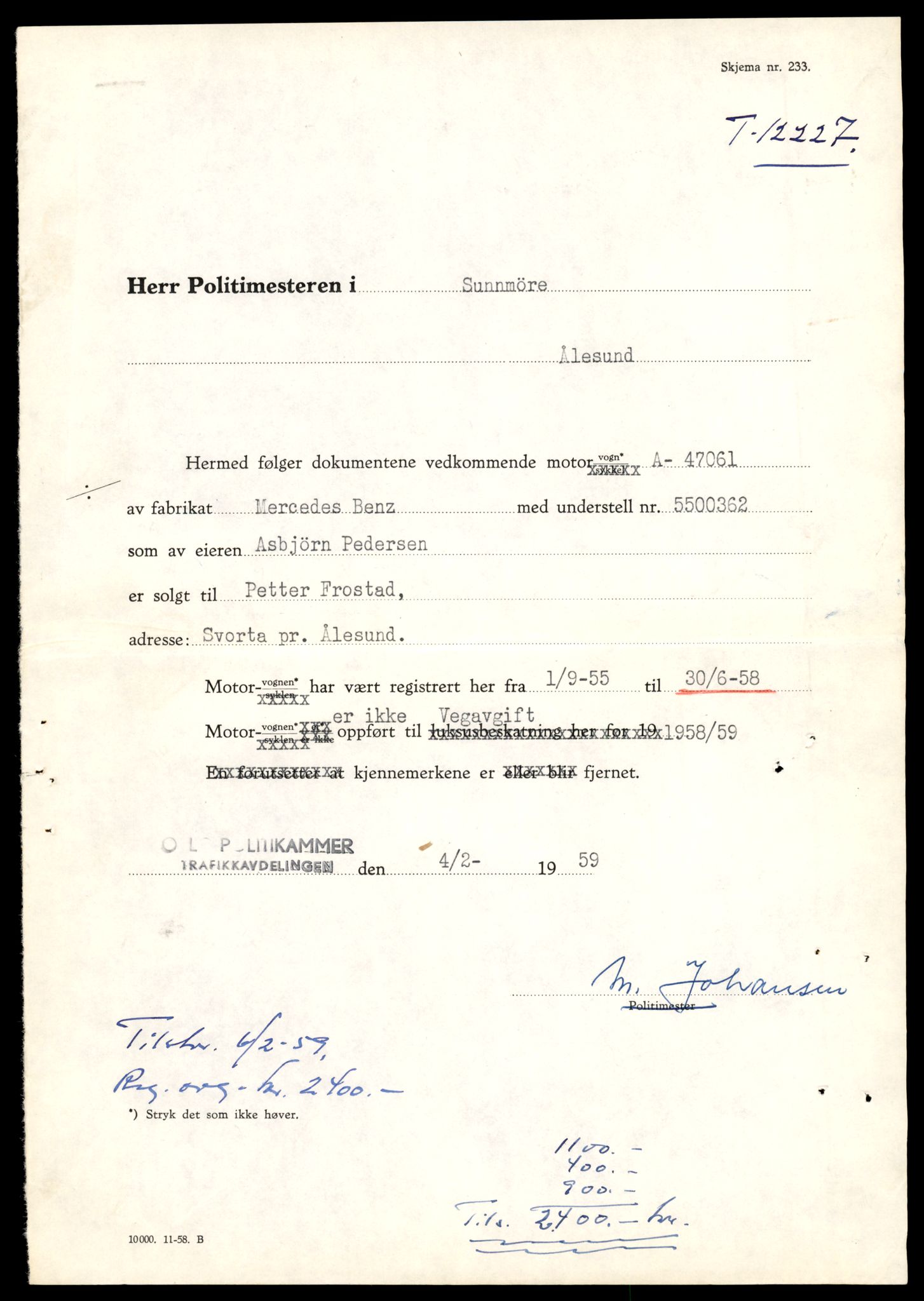 Møre og Romsdal vegkontor - Ålesund trafikkstasjon, AV/SAT-A-4099/F/Fe/L0033: Registreringskort for kjøretøy T 12151 - T 12474, 1927-1998, p. 1961