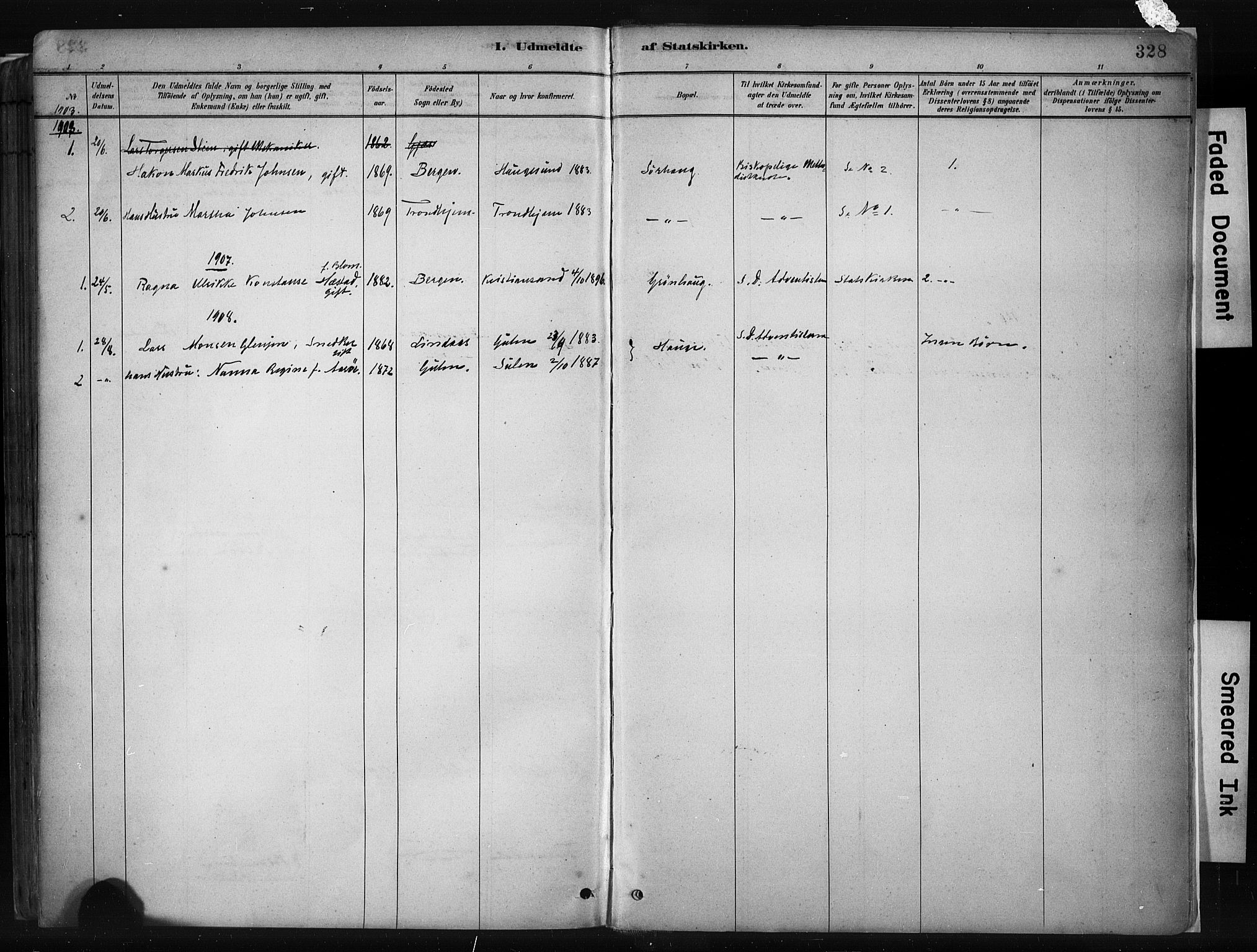 Haugesund sokneprestkontor, SAST/A -101863/H/Ha/Haa/L0004: Parish register (official) no. A 4, 1886-1908, p. 328