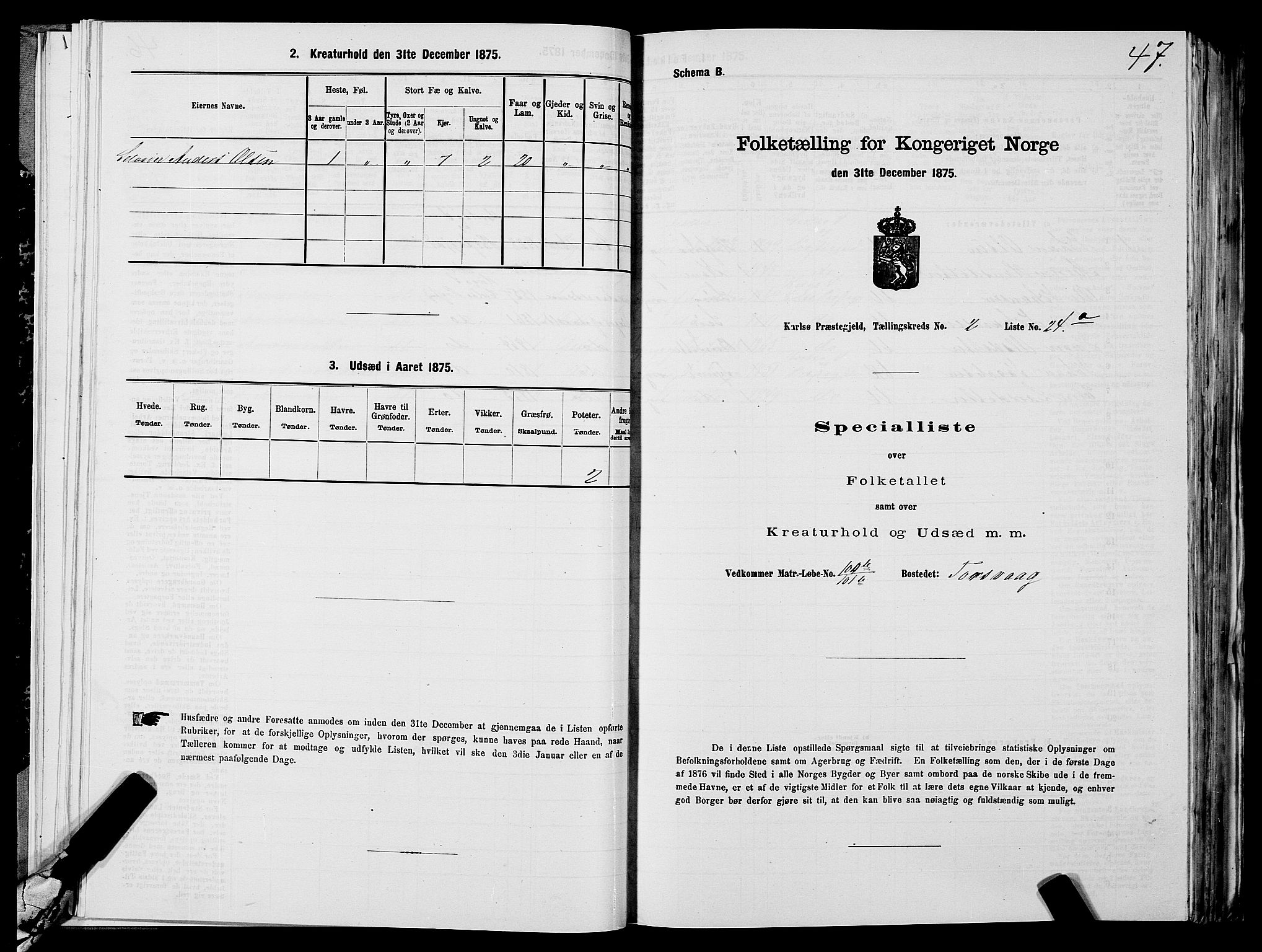 SATØ, 1875 census for 1936P Karlsøy, 1875, p. 2047