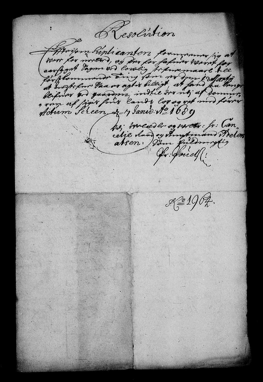 Stattholderembetet 1572-1771, RA/EA-2870/Af/L0002: Avskrifter av vedlegg til originale supplikker, nummerert i samsvar med supplikkbøkene, 1687-1689, p. 282