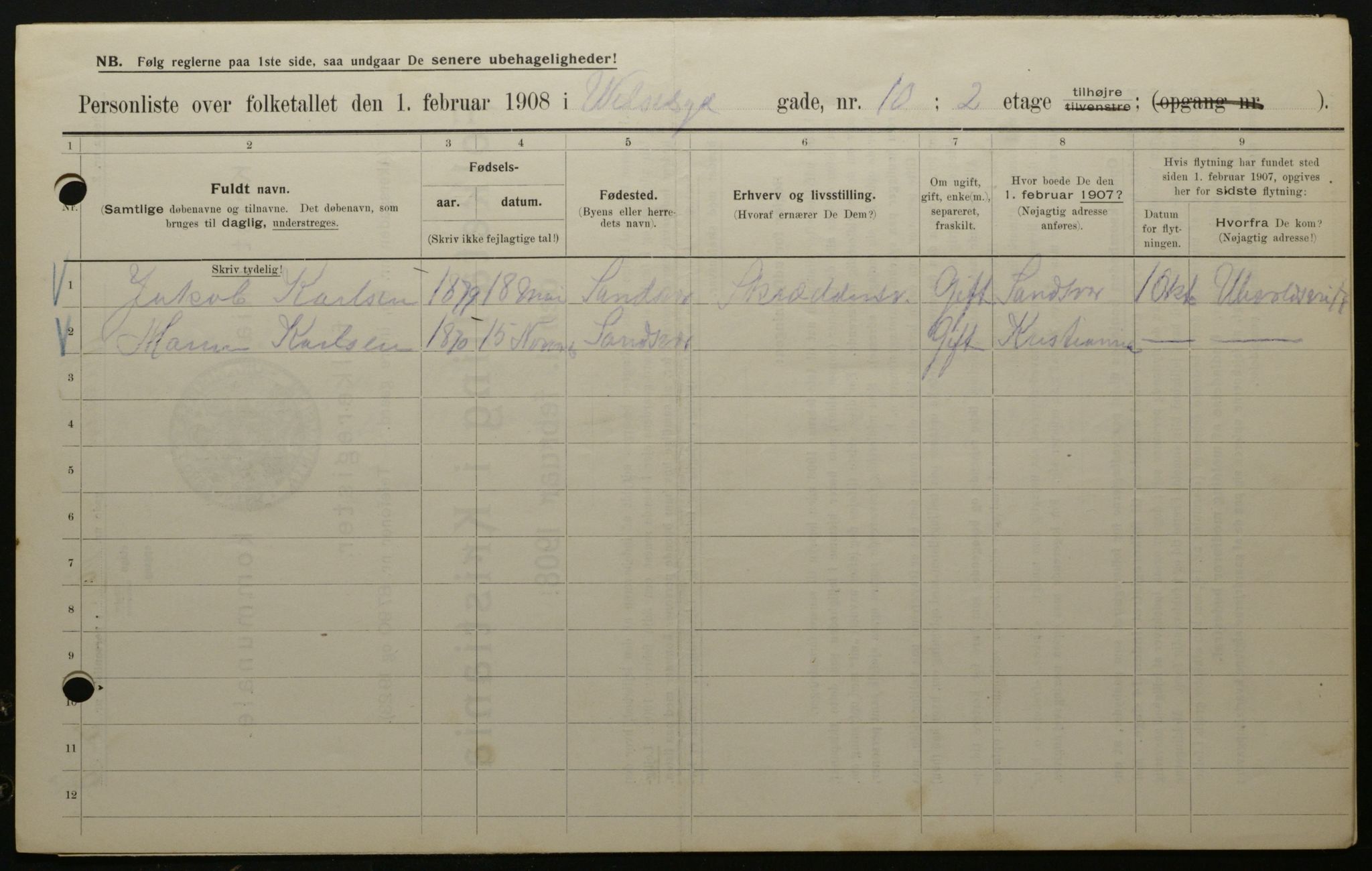 OBA, Municipal Census 1908 for Kristiania, 1908, p. 115362