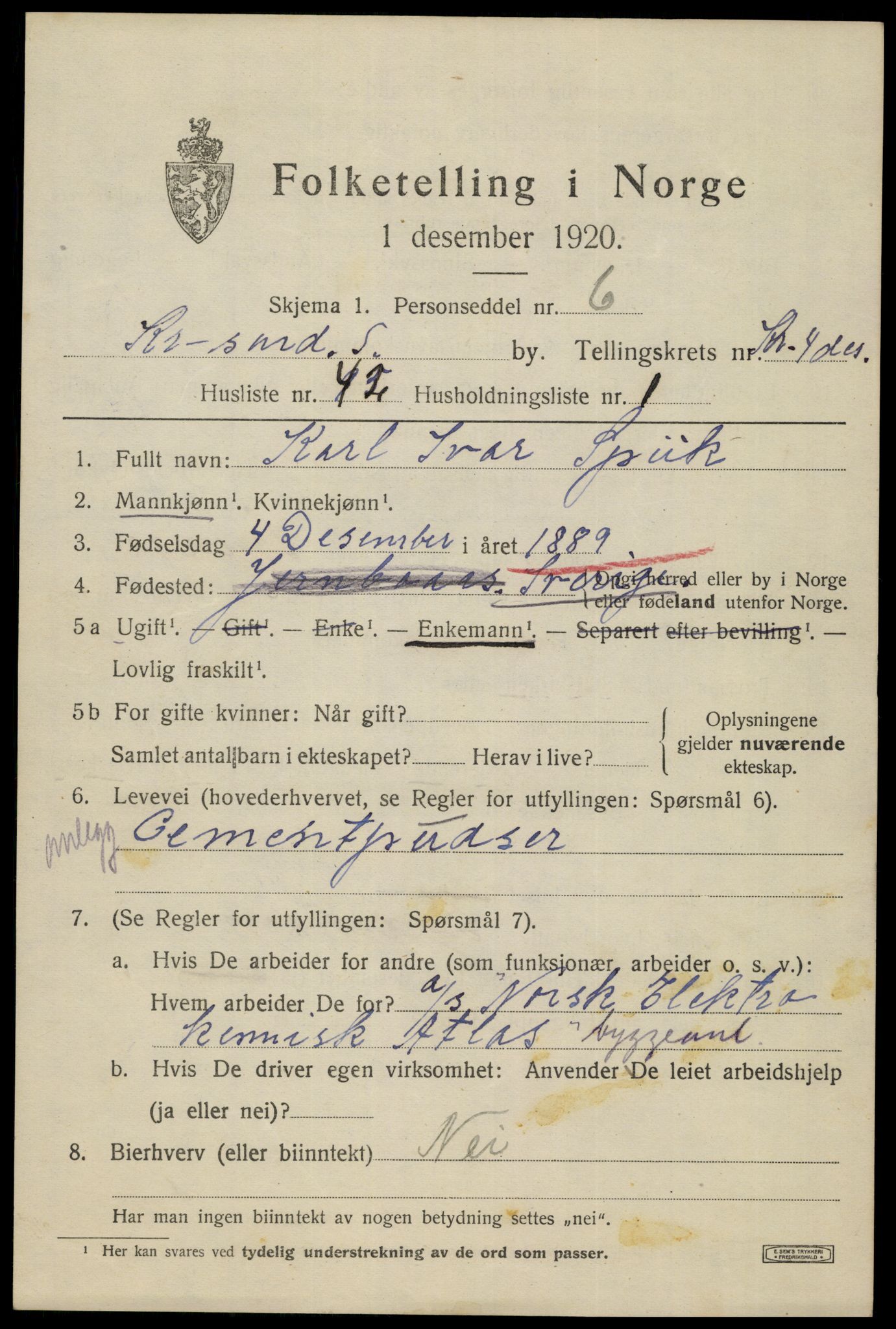 SAK, 1920 census for Kristiansand, 1920, p. 26757