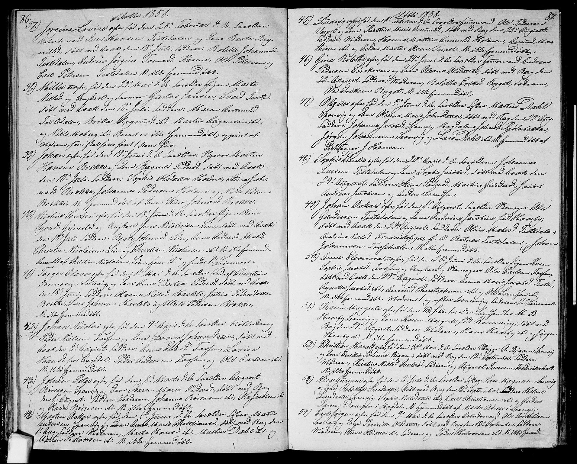 Berg prestekontor Kirkebøker, SAO/A-10902/G/Ga/L0003: Parish register (copy) no.  I 3, 1850-1866, p. 86-87
