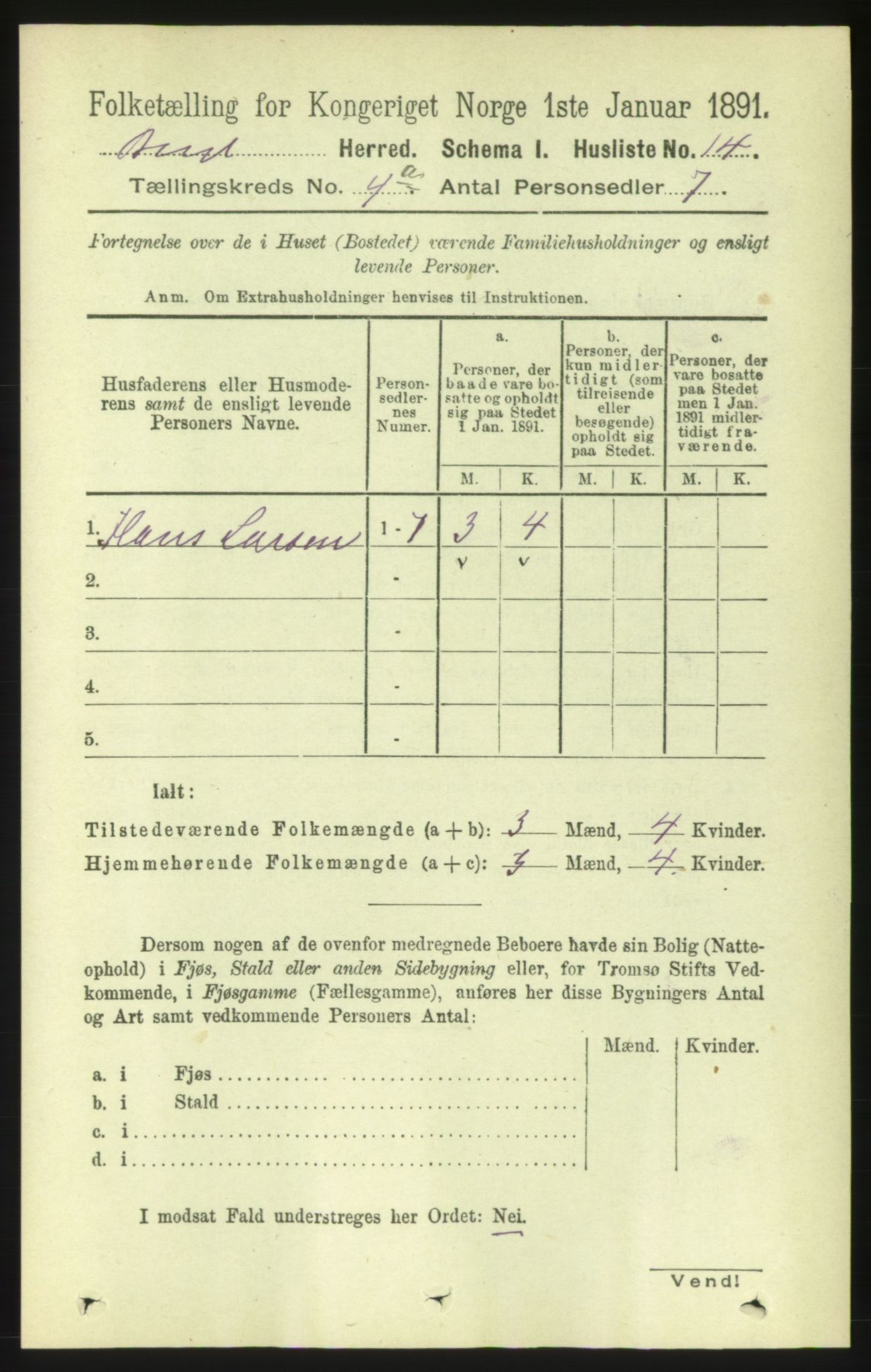 RA, 1891 census for 1549 Bud, 1891, p. 2077