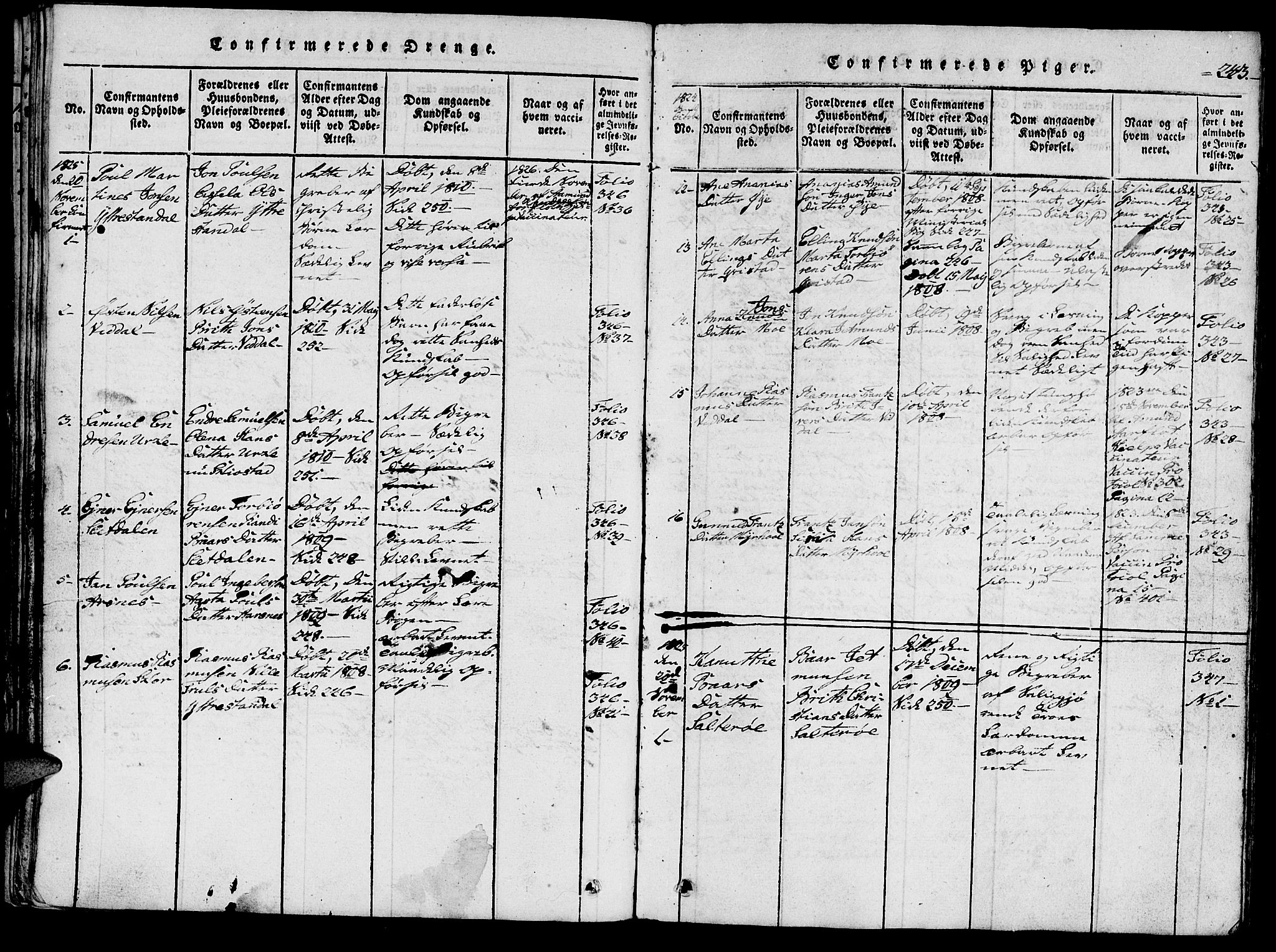 Ministerialprotokoller, klokkerbøker og fødselsregistre - Møre og Romsdal, AV/SAT-A-1454/515/L0207: Parish register (official) no. 515A03, 1819-1829, p. 243