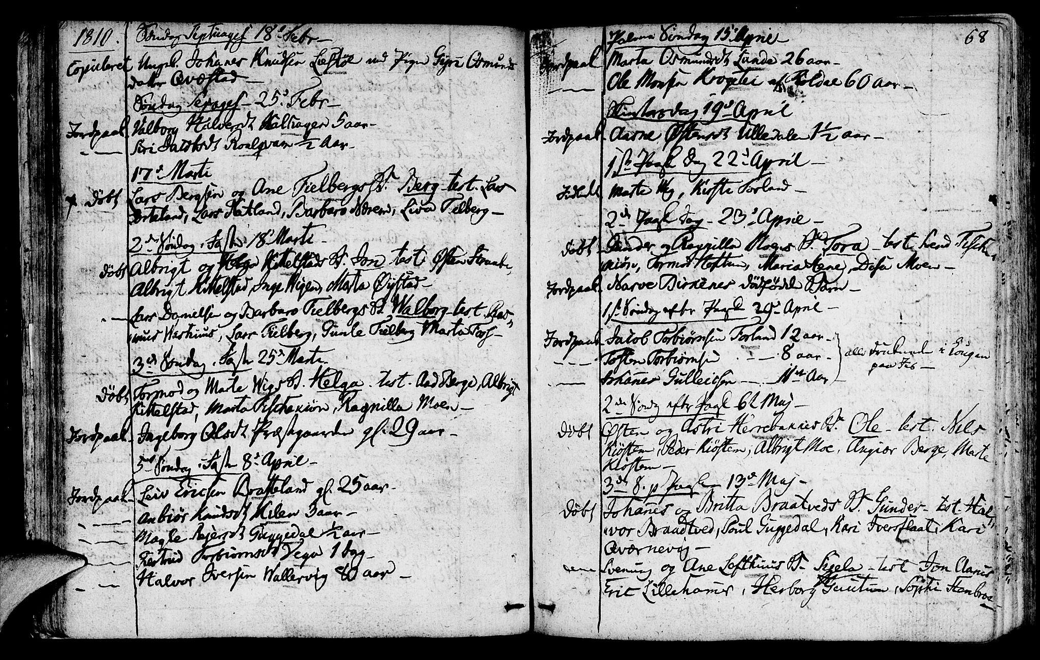 Suldal sokneprestkontor, AV/SAST-A-101845/01/IV/L0004: Parish register (official) no. A 4, 1800-1816, p. 68