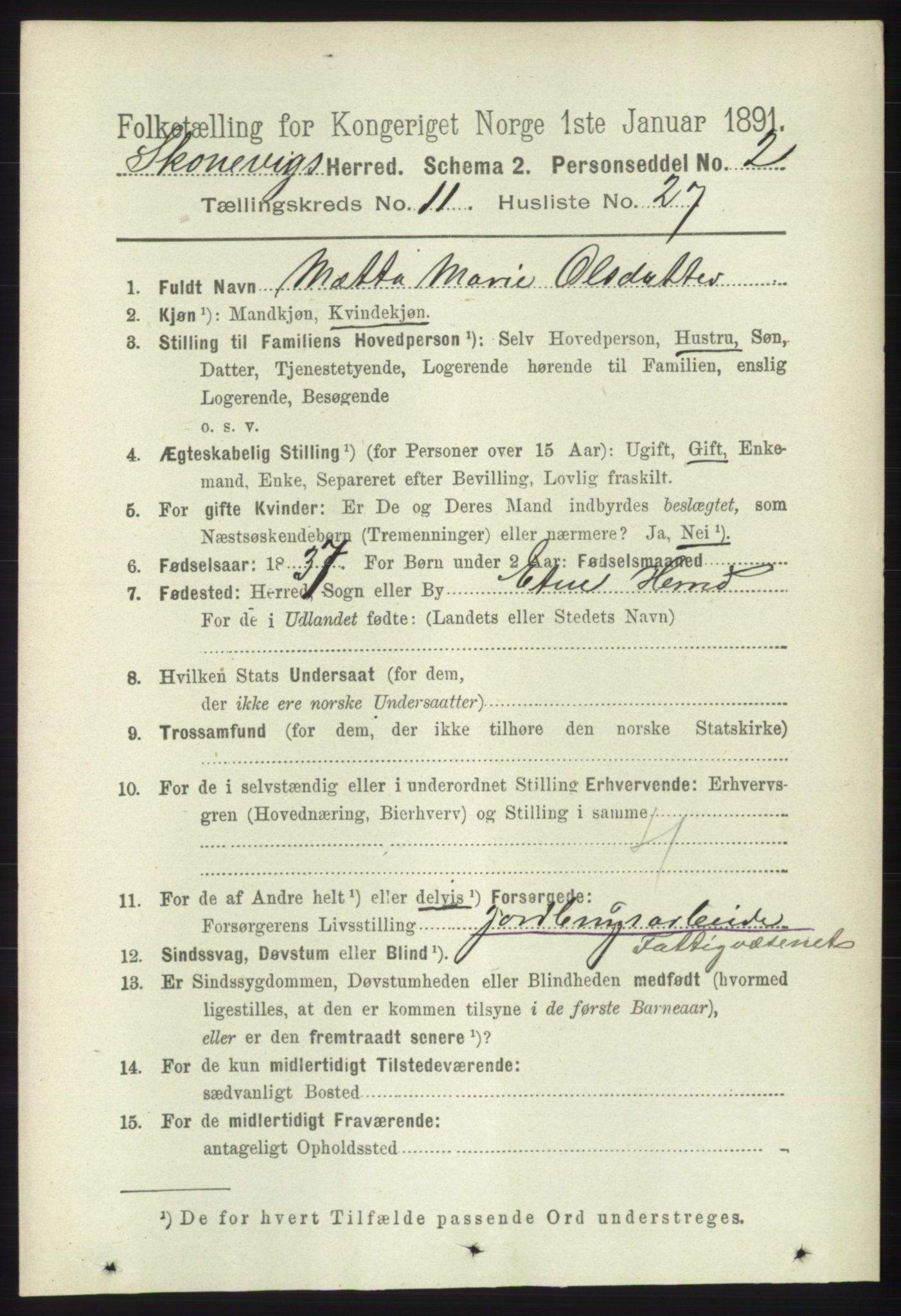 RA, 1891 census for 1212 Skånevik, 1891, p. 3487