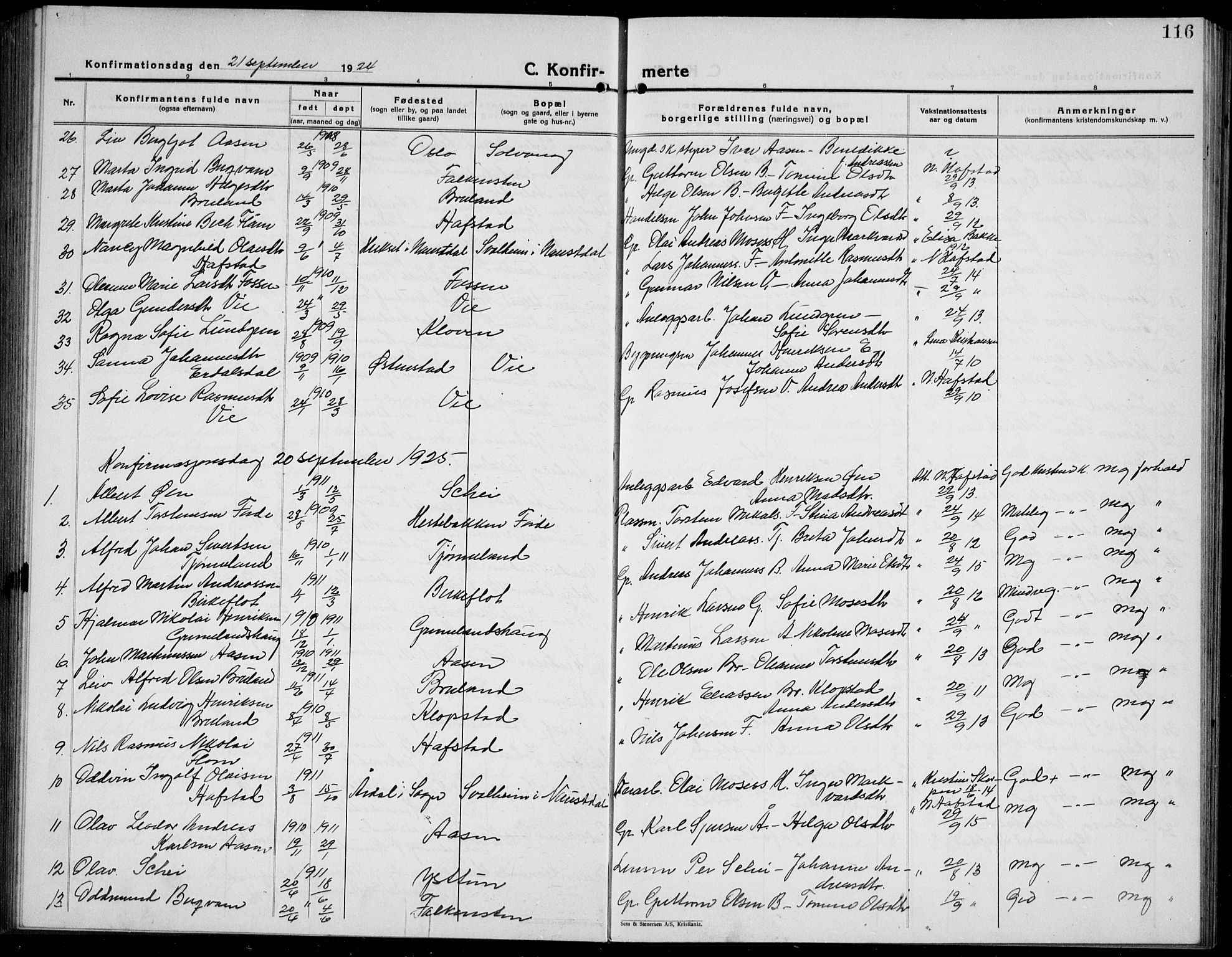Førde sokneprestembete, SAB/A-79901/H/Hab/Haba/L0004: Parish register (copy) no. A 4, 1924-1941, p. 116