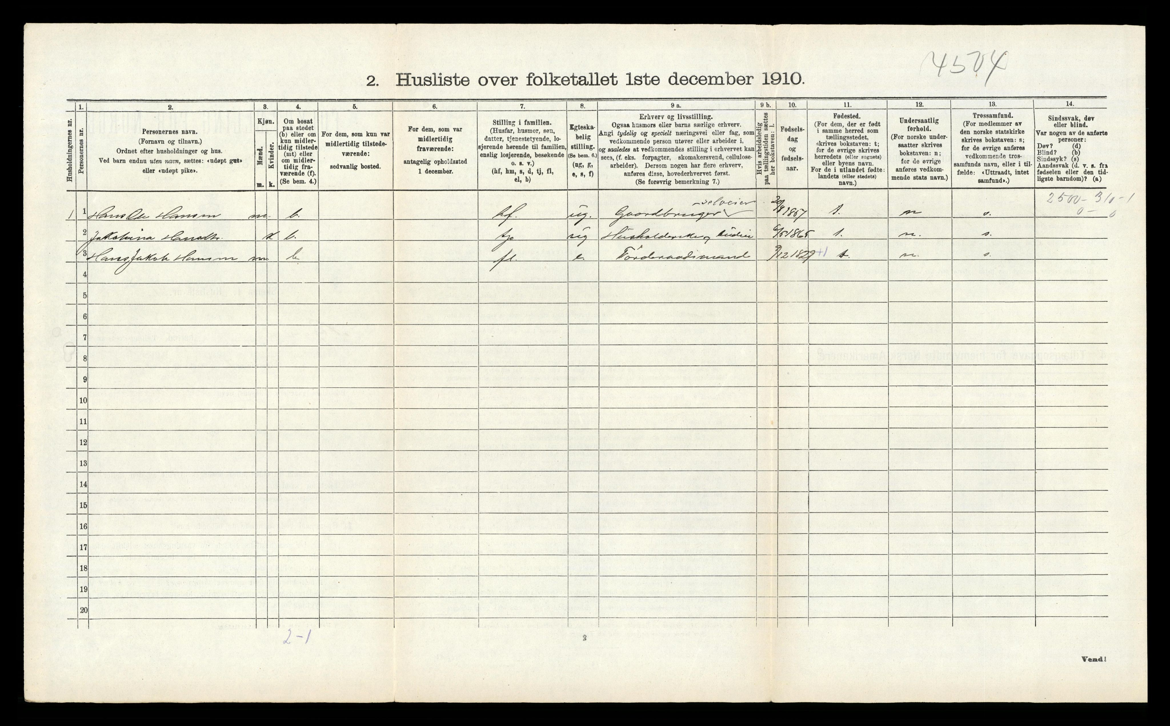 RA, 1910 census for Kopervik, 1910, p. 232