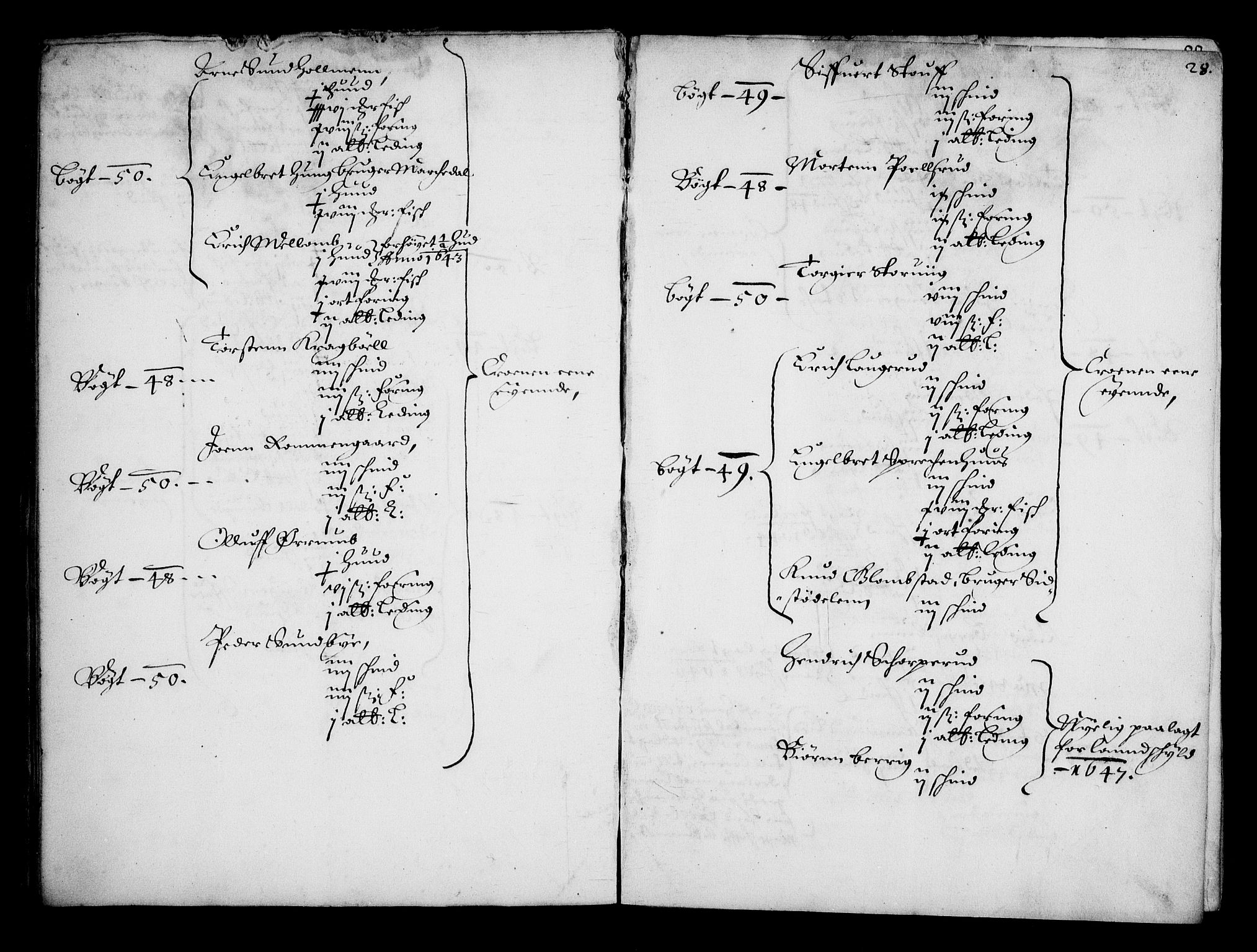 Rentekammeret inntil 1814, Realistisk ordnet avdeling, AV/RA-EA-4070/N/Na/L0001: [XI f]: Akershus stifts jordebok, 1652, p. 27b-28a