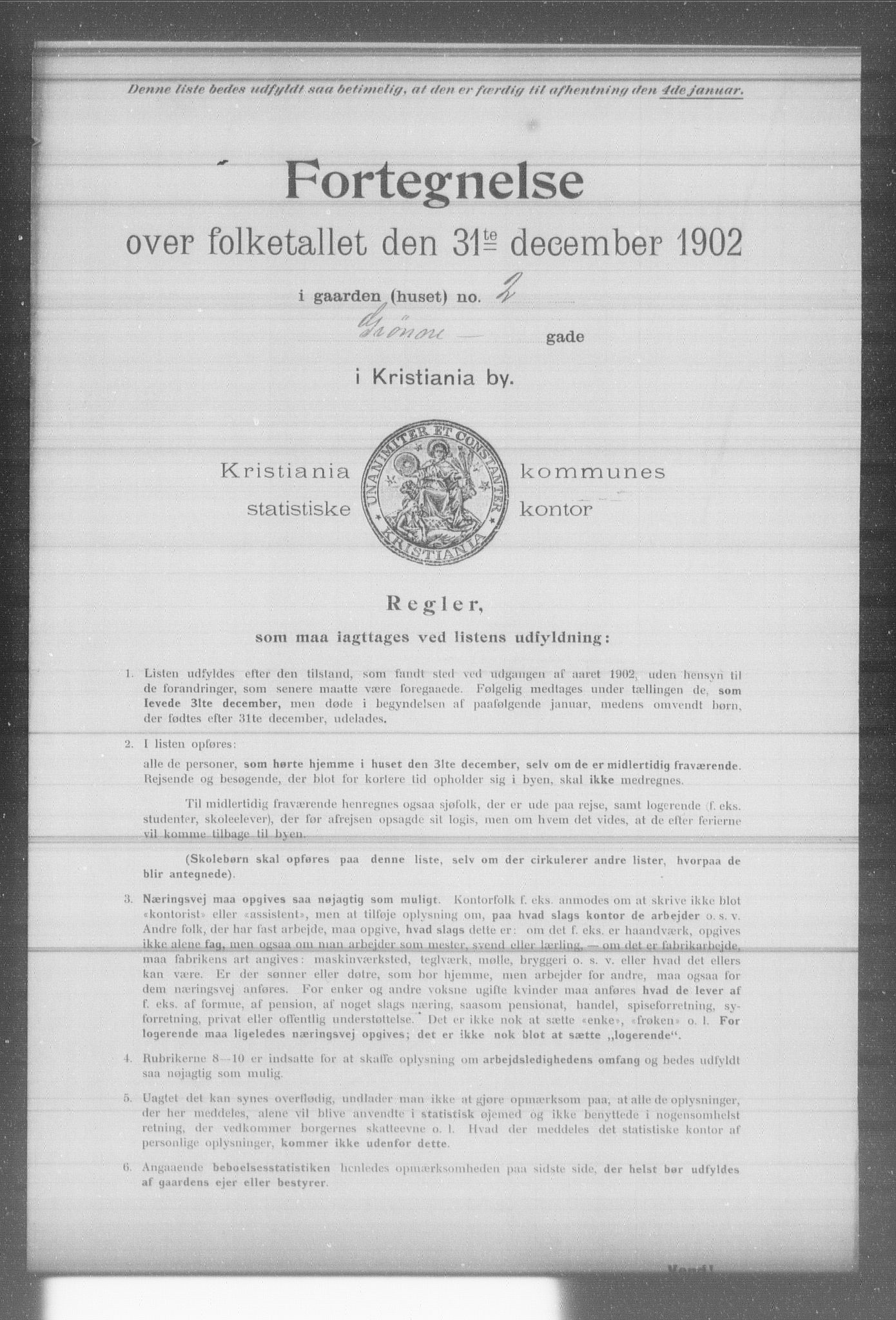 OBA, Municipal Census 1902 for Kristiania, 1902, p. 6260