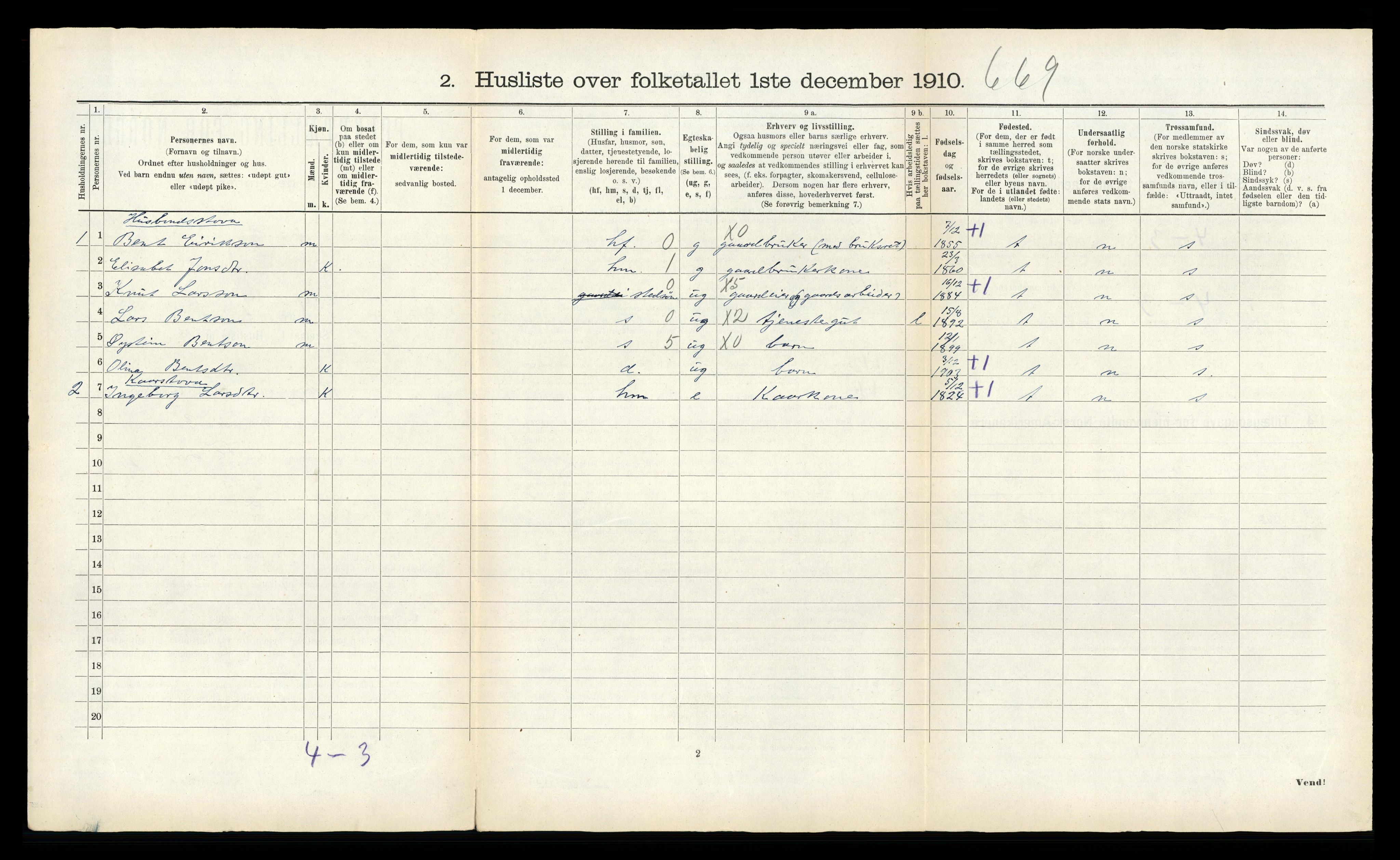 RA, 1910 census for Stryn, 1910, p. 96