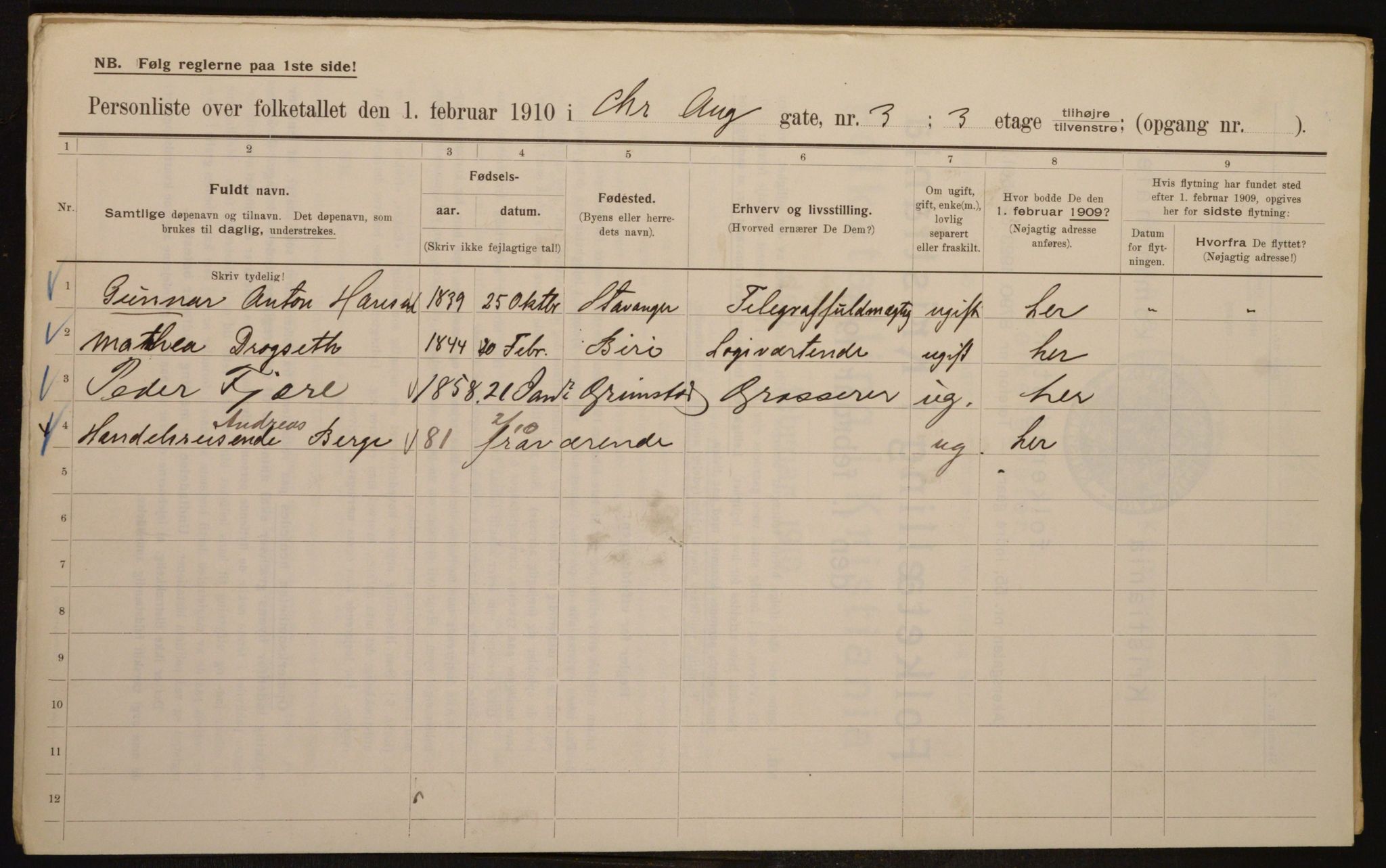 OBA, Municipal Census 1910 for Kristiania, 1910, p. 52360