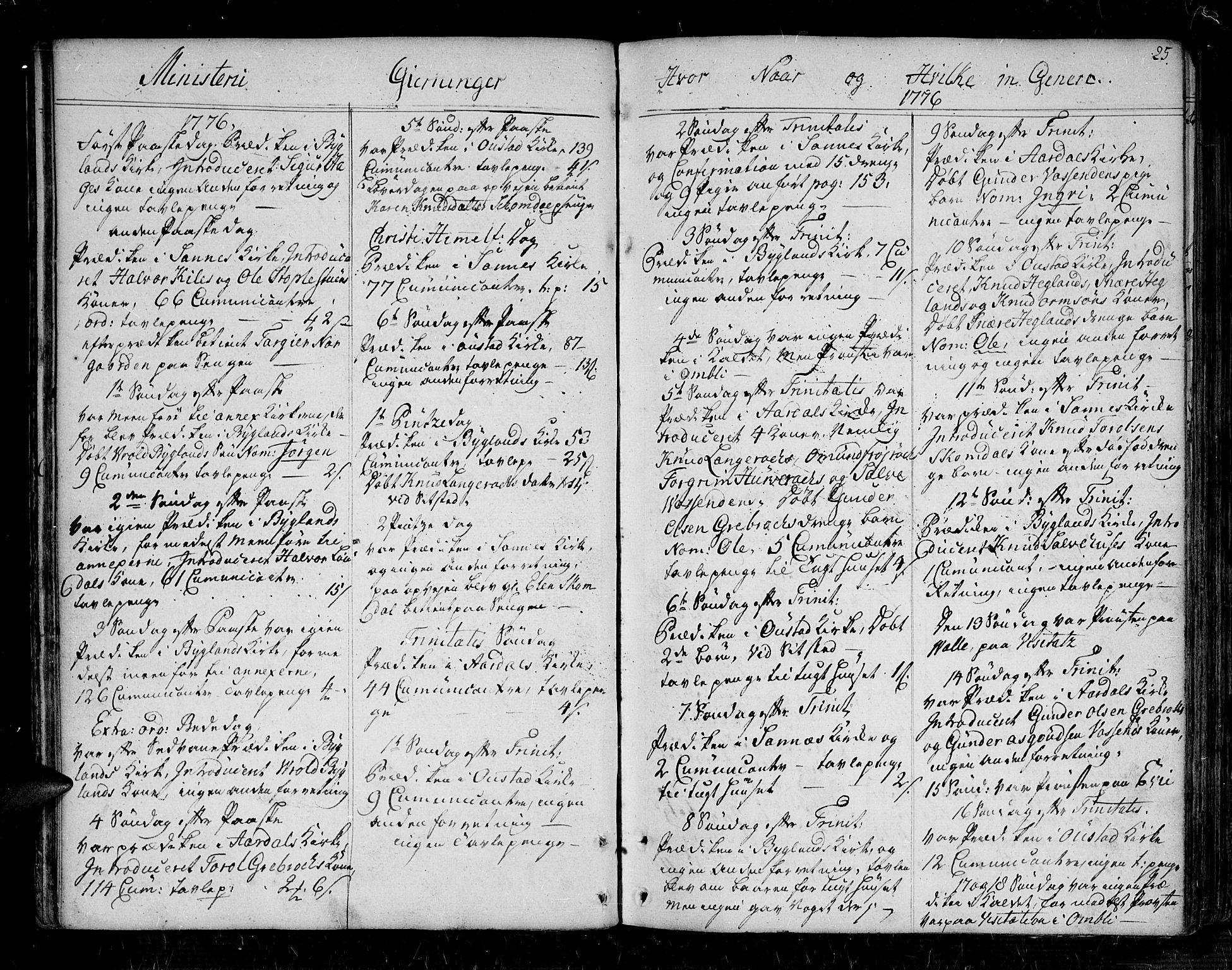 Bygland sokneprestkontor, AV/SAK-1111-0006/F/Fa/Fab/L0002: Parish register (official) no. A 2, 1766-1816, p. 25