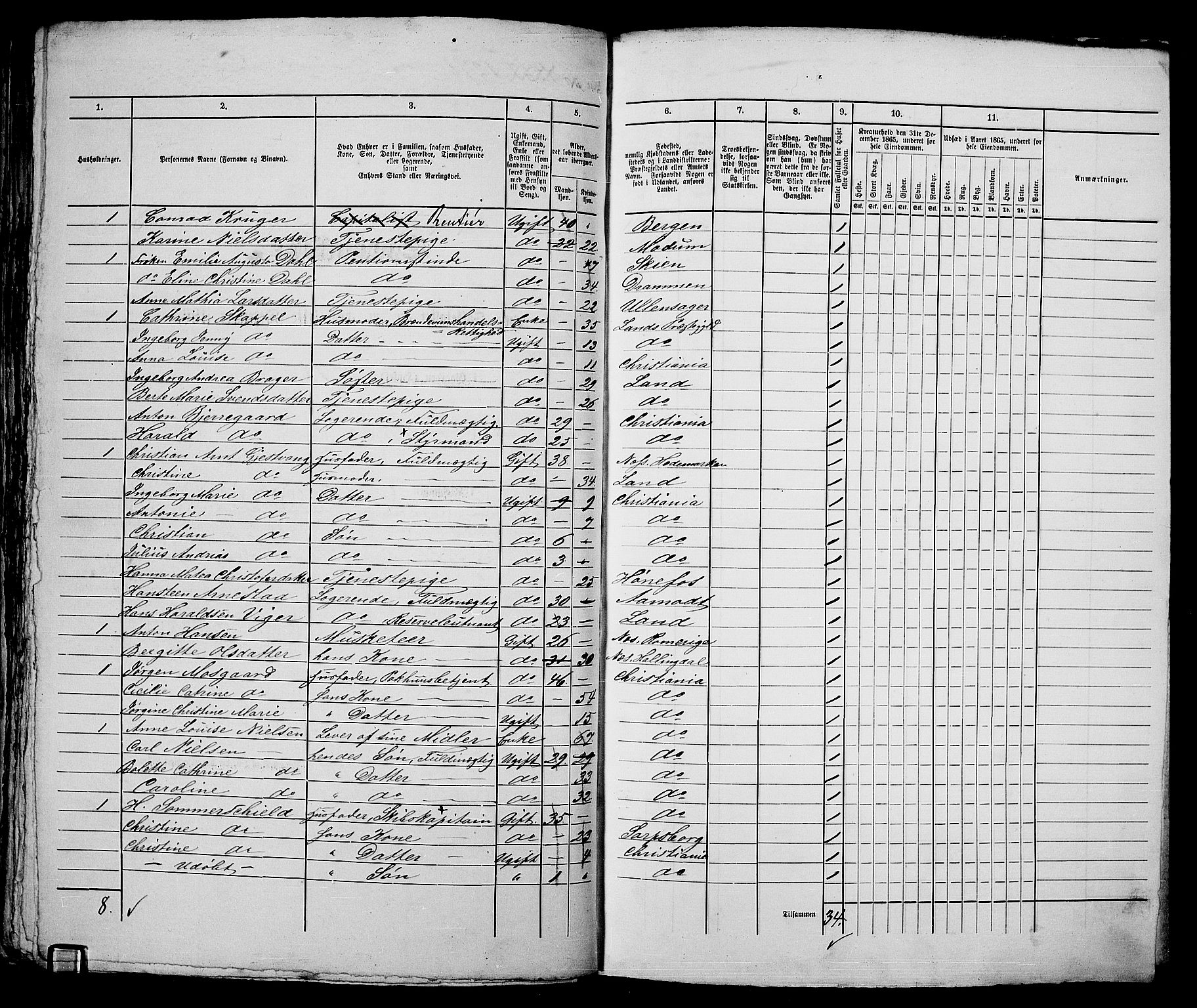 RA, 1865 census for Kristiania, 1865, p. 2894