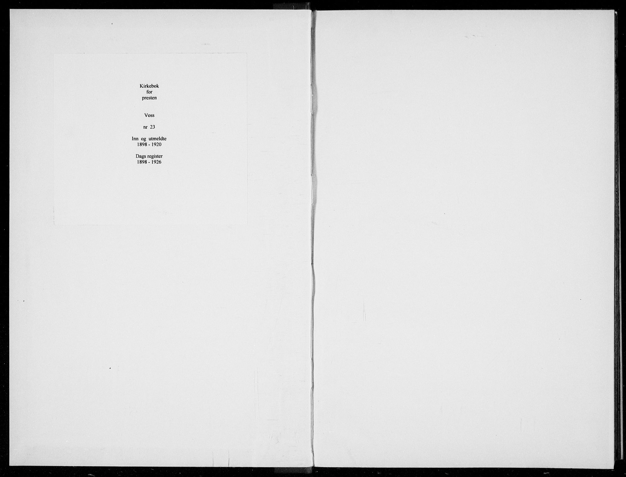 Voss sokneprestembete, SAB/A-79001/H/Haa: Parish register (official) no. F  1, 1898-1926