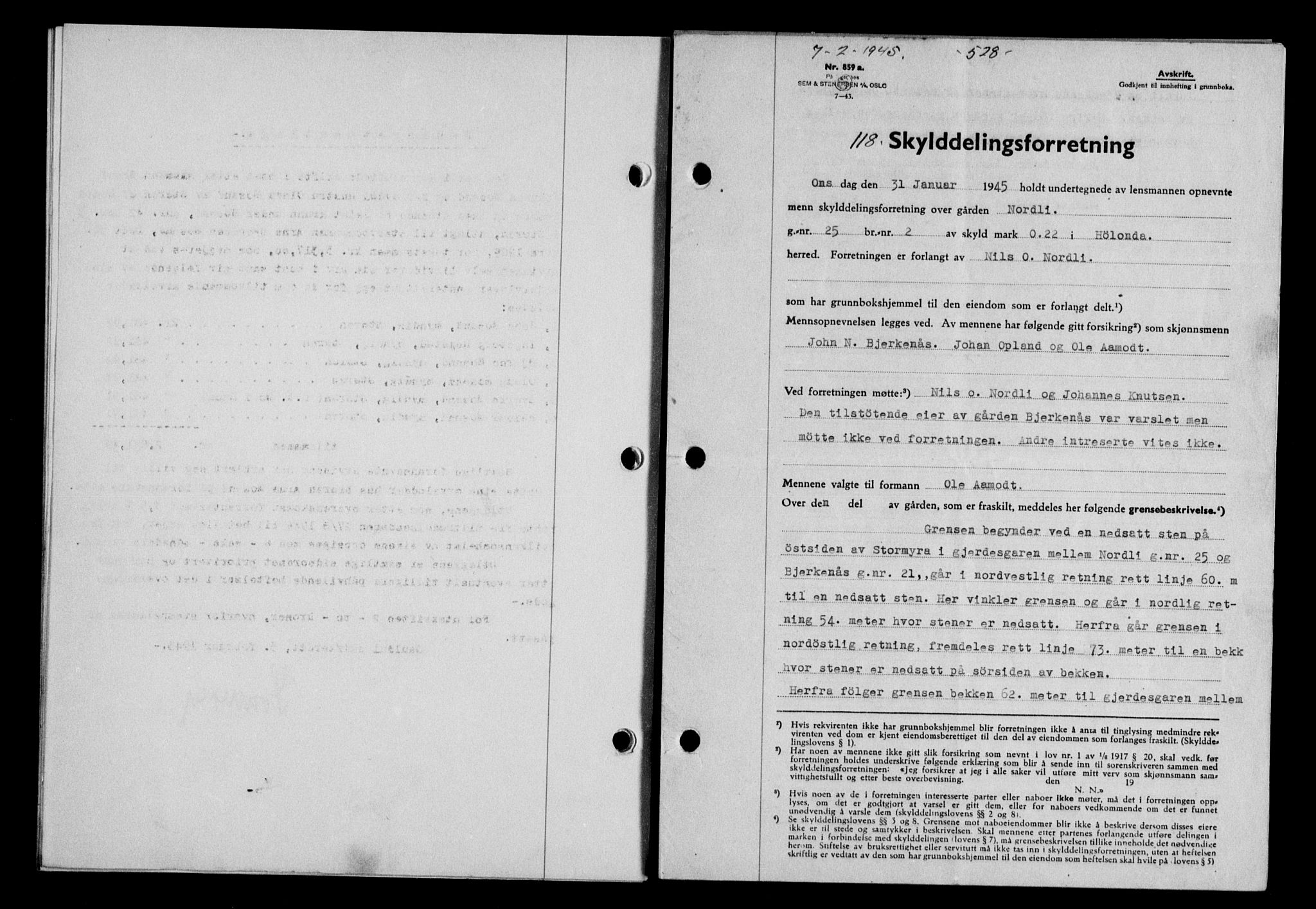 Gauldal sorenskriveri, SAT/A-0014/1/2/2C/L0058: Mortgage book no. 63, 1944-1945, Diary no: : 118/1945