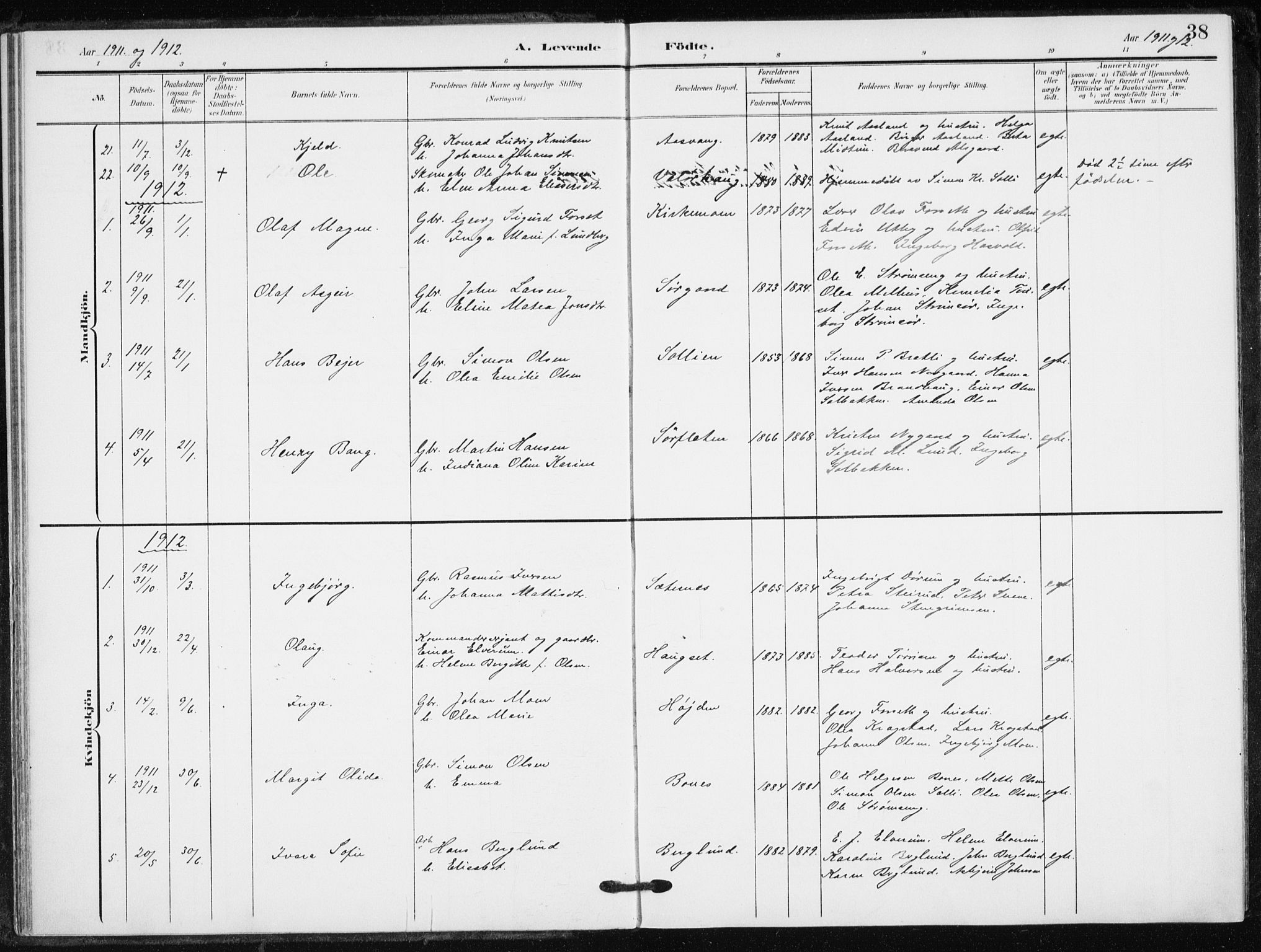Målselv sokneprestembete, SATØ/S-1311/G/Ga/Gaa/L0013kirke: Parish register (official) no. 13, 1903-1919, p. 38