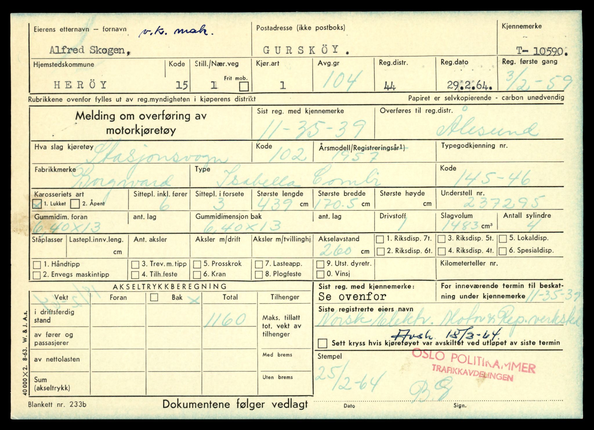 Møre og Romsdal vegkontor - Ålesund trafikkstasjon, SAT/A-4099/F/Fe/L0022: Registreringskort for kjøretøy T 10584 - T 10694, 1927-1998, p. 241