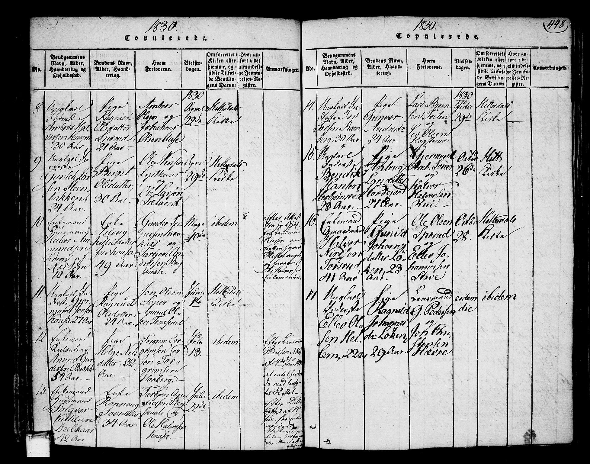 Heddal kirkebøker, SAKO/A-268/F/Fa/L0005: Parish register (official) no. I 5, 1814-1837, p. 447-448