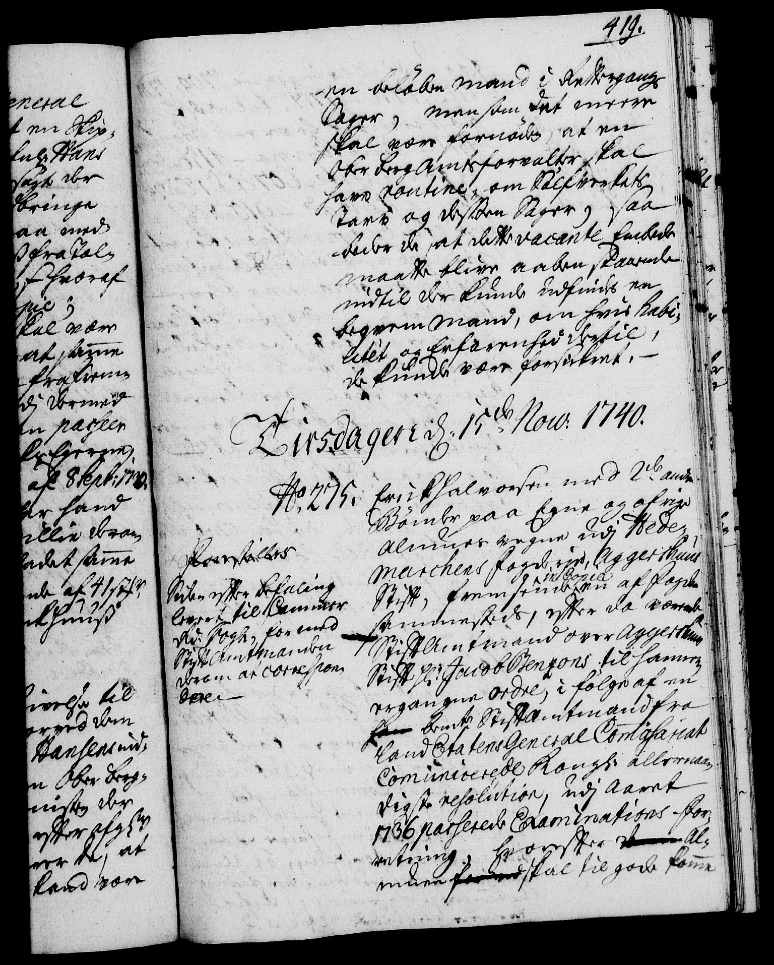 Rentekammeret, Kammerkanselliet, RA/EA-3111/G/Gh/Gha/L0022: Norsk ekstraktmemorialprotokoll (merket RK 53.67), 1739-1741, p. 419