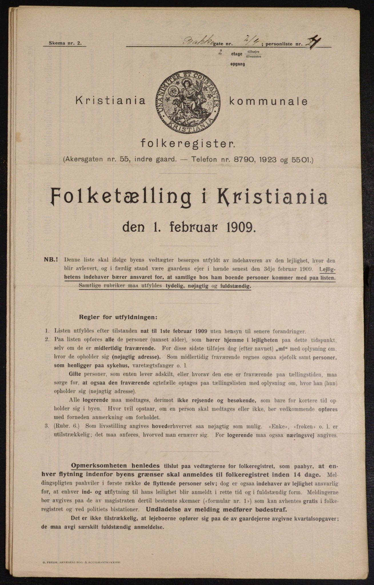 OBA, Municipal Census 1909 for Kristiania, 1909, p. 2475