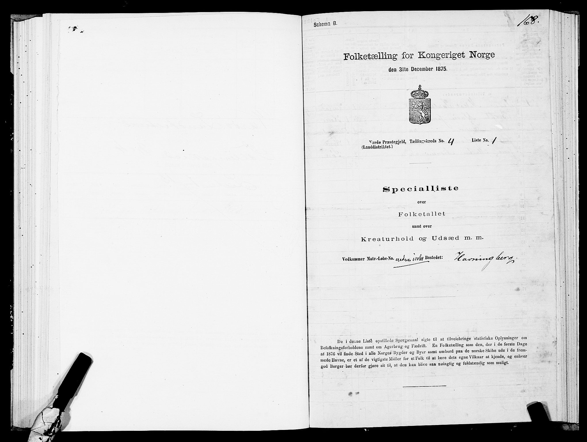SATØ, 1875 census for 2028L Vardø/Vardø, 1875, p. 1168