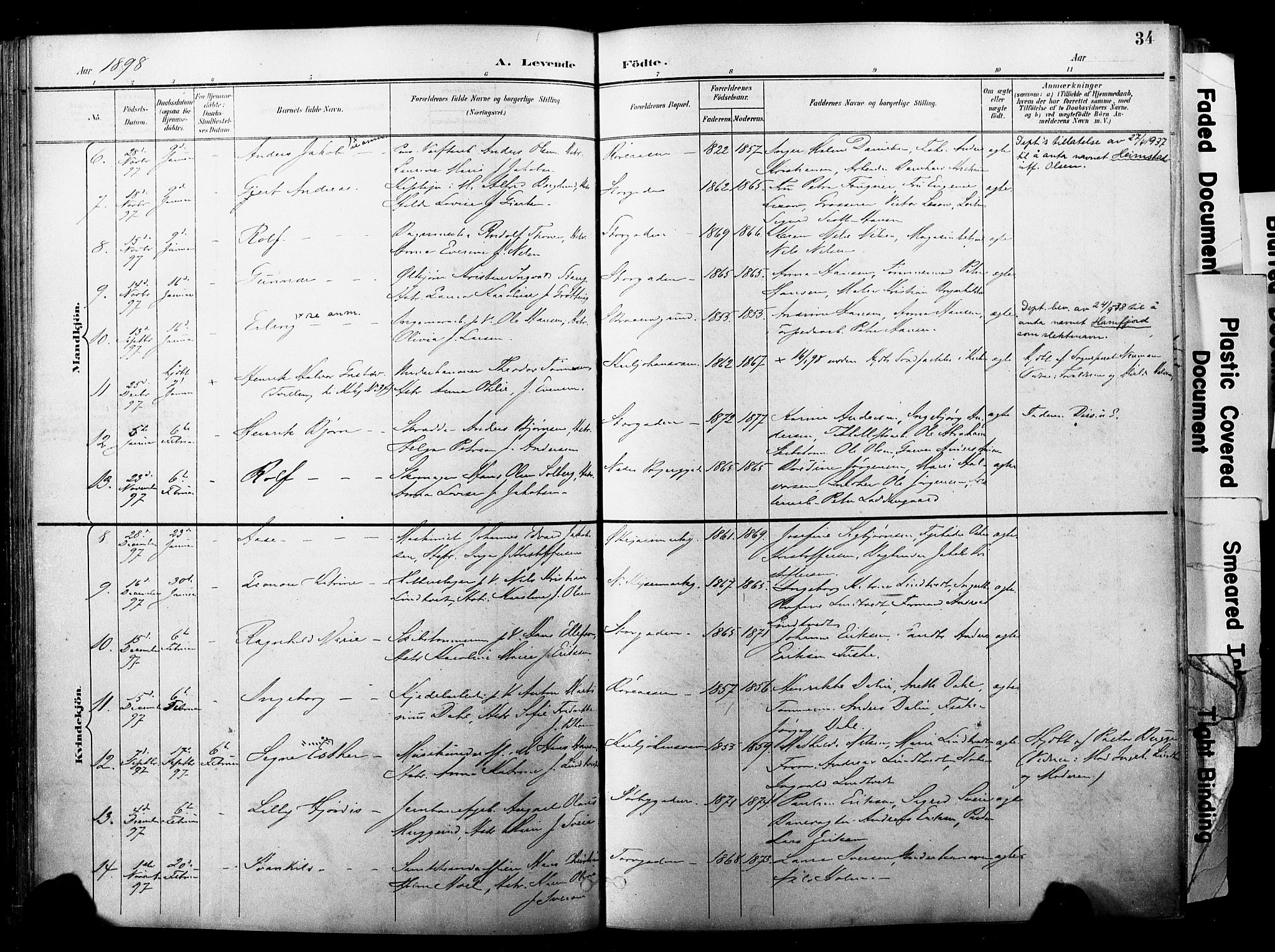 Horten kirkebøker, AV/SAKO-A-348/F/Fa/L0005: Parish register (official) no. 5, 1896-1904, p. 34