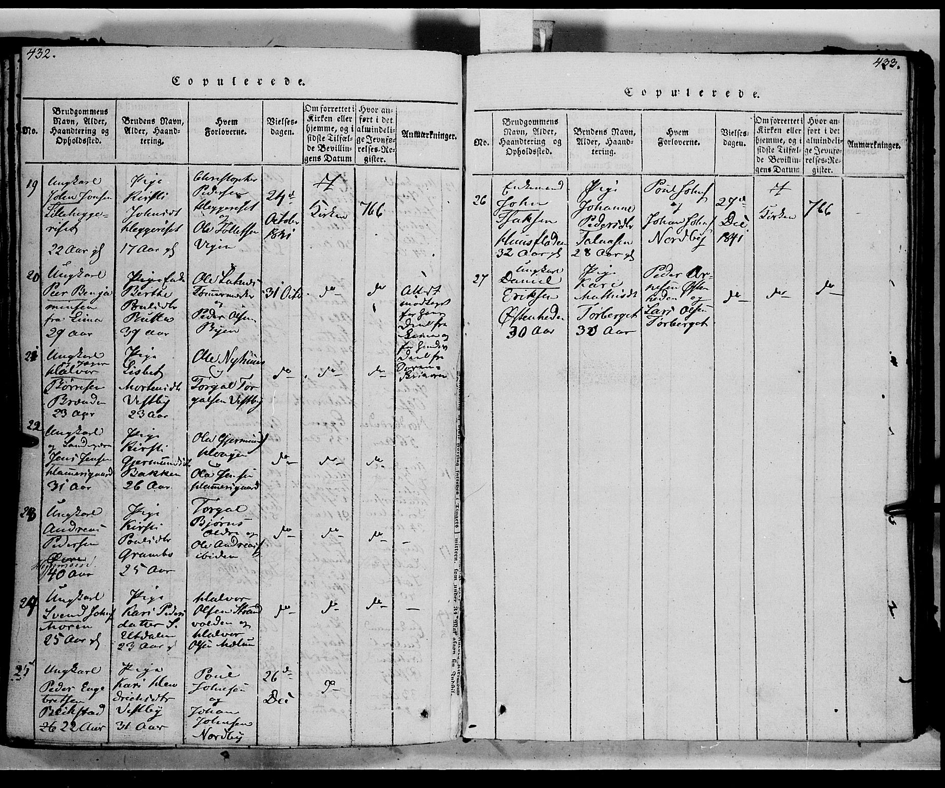 Trysil prestekontor, AV/SAH-PREST-046/H/Ha/Haa/L0003: Parish register (official) no. 3 /1, 1814-1841, p. 432-433