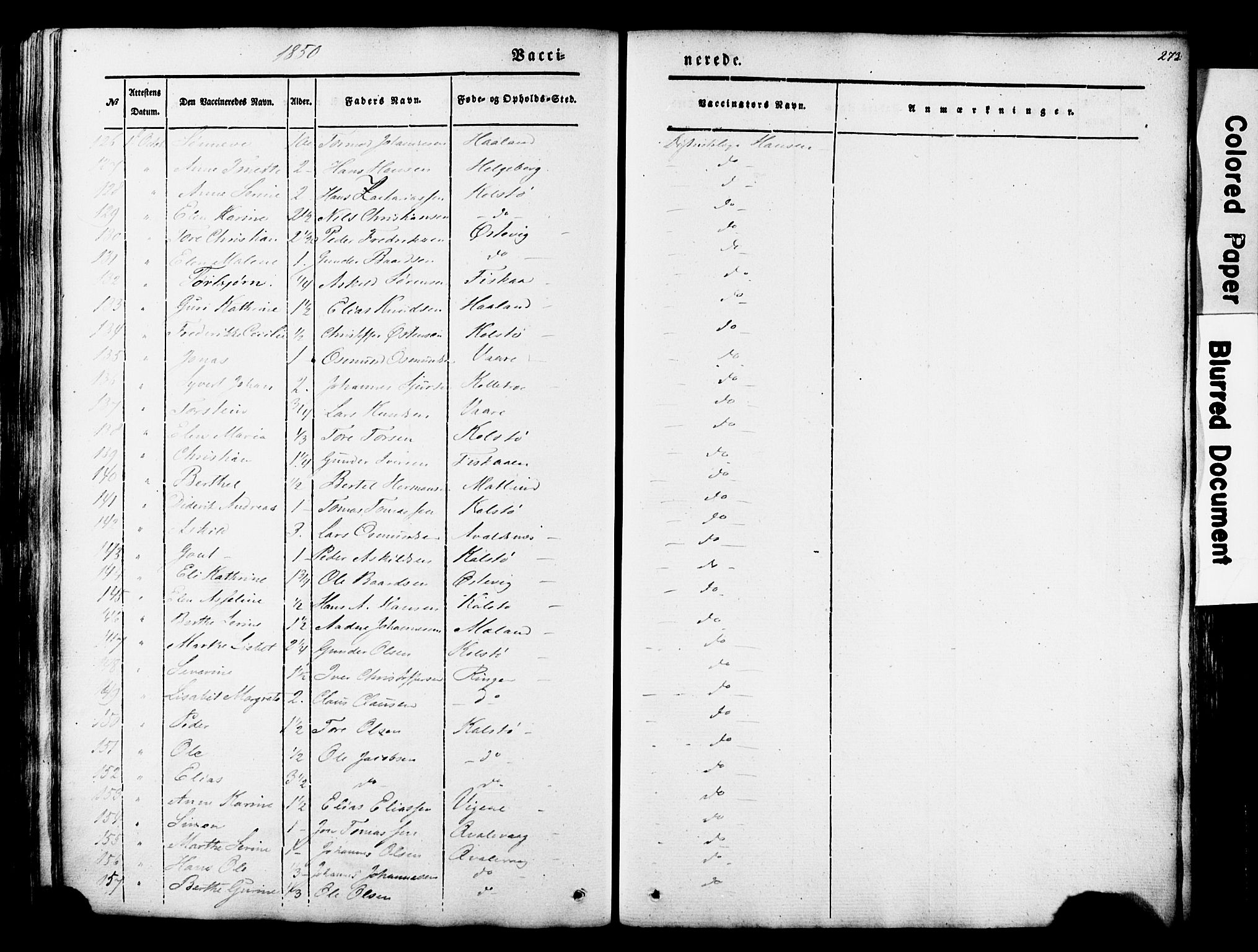 Avaldsnes sokneprestkontor, SAST/A -101851/H/Ha/Haa/L0007: Parish register (official) no. A 7, 1841-1853, p. 273