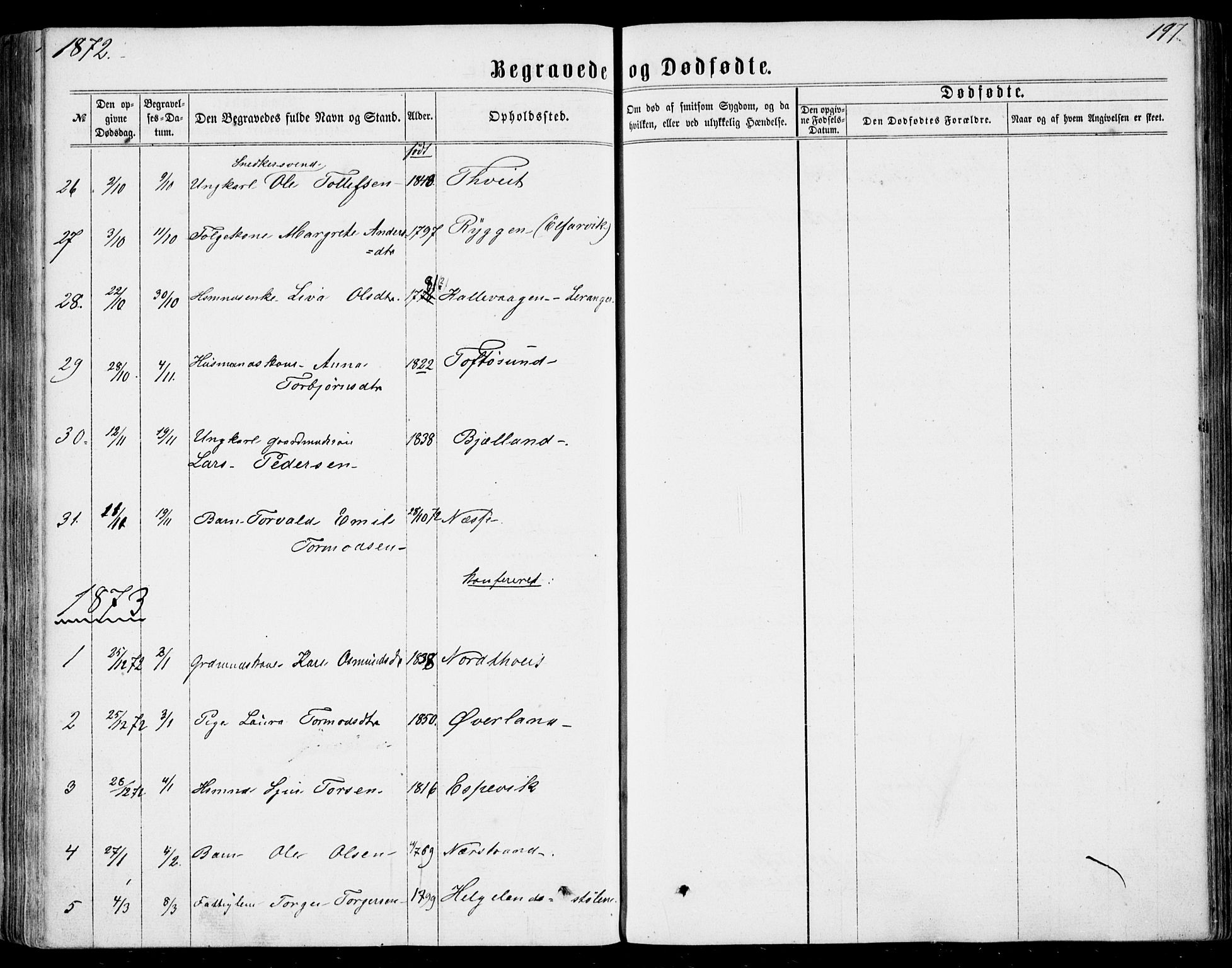Nedstrand sokneprestkontor, SAST/A-101841/01/IV: Parish register (official) no. A 9, 1861-1876, p. 197