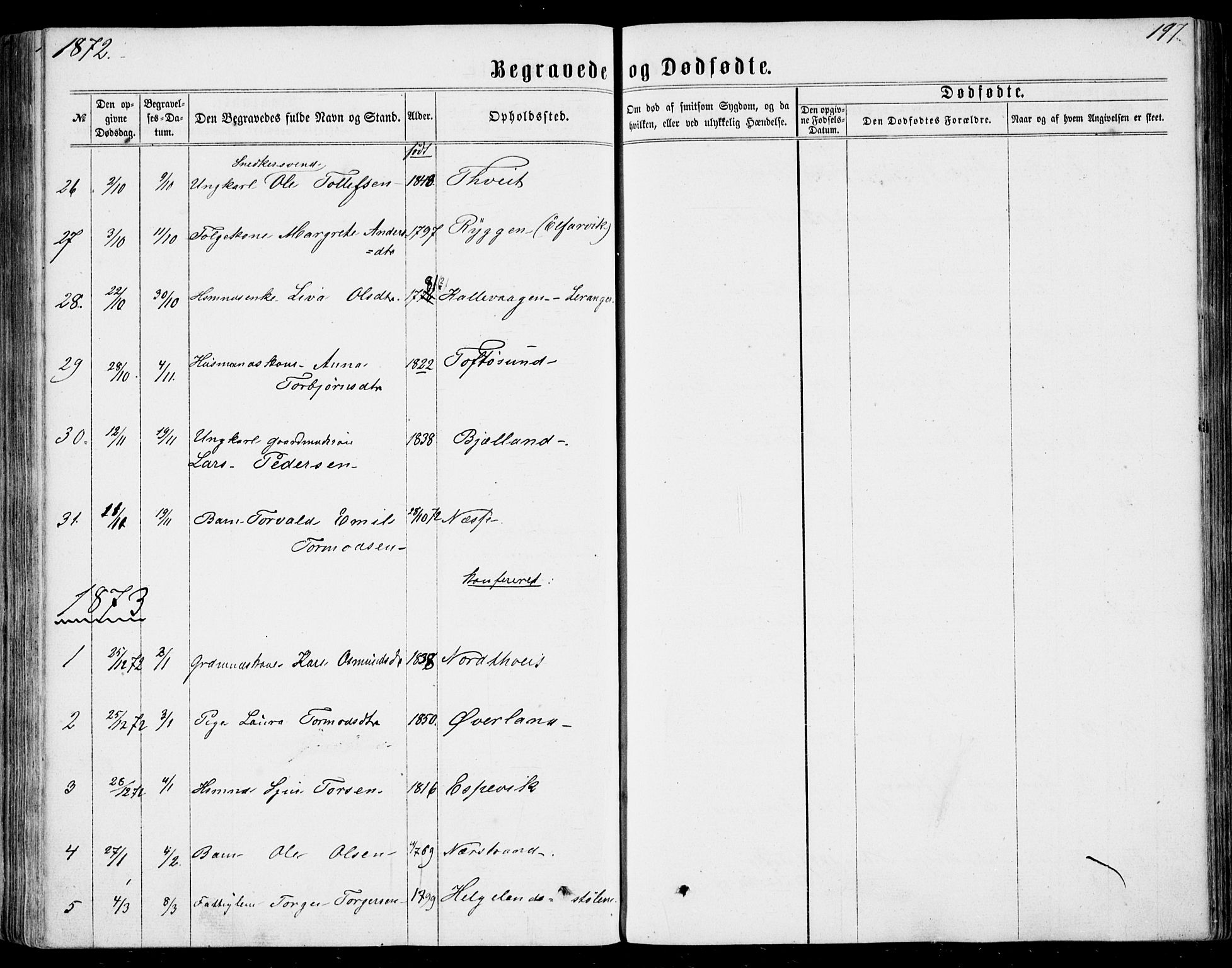 Nedstrand sokneprestkontor, AV/SAST-A-101841/01/IV: Parish register (official) no. A 9, 1861-1876, p. 197