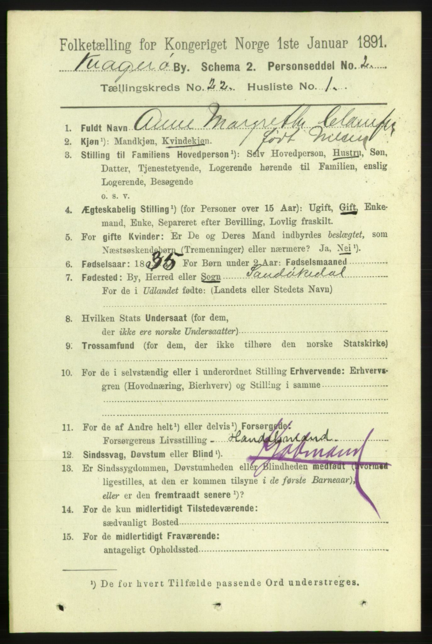 RA, 1891 census for 0801 Kragerø, 1891, p. 4759