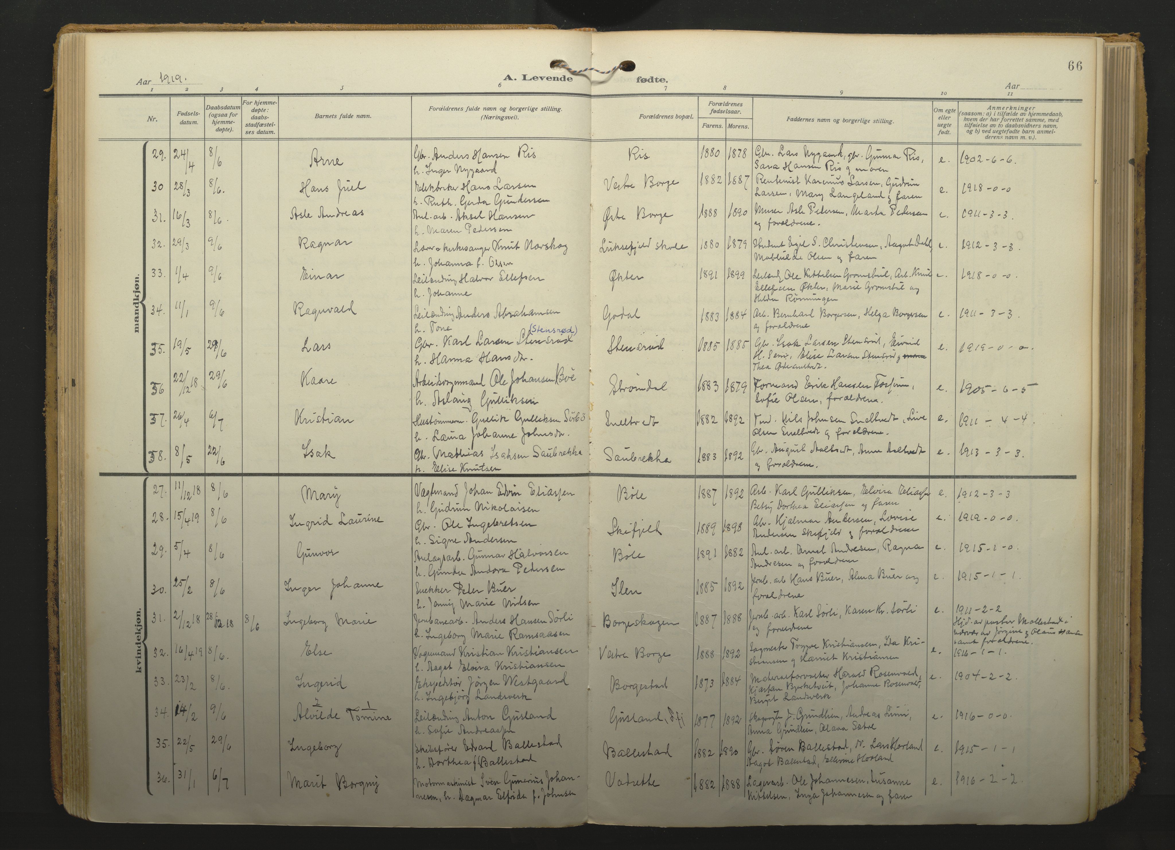 Gjerpen kirkebøker, SAKO/A-265/F/Fa/L0013: Parish register (official) no. I 13, 1914-1924, p. 66