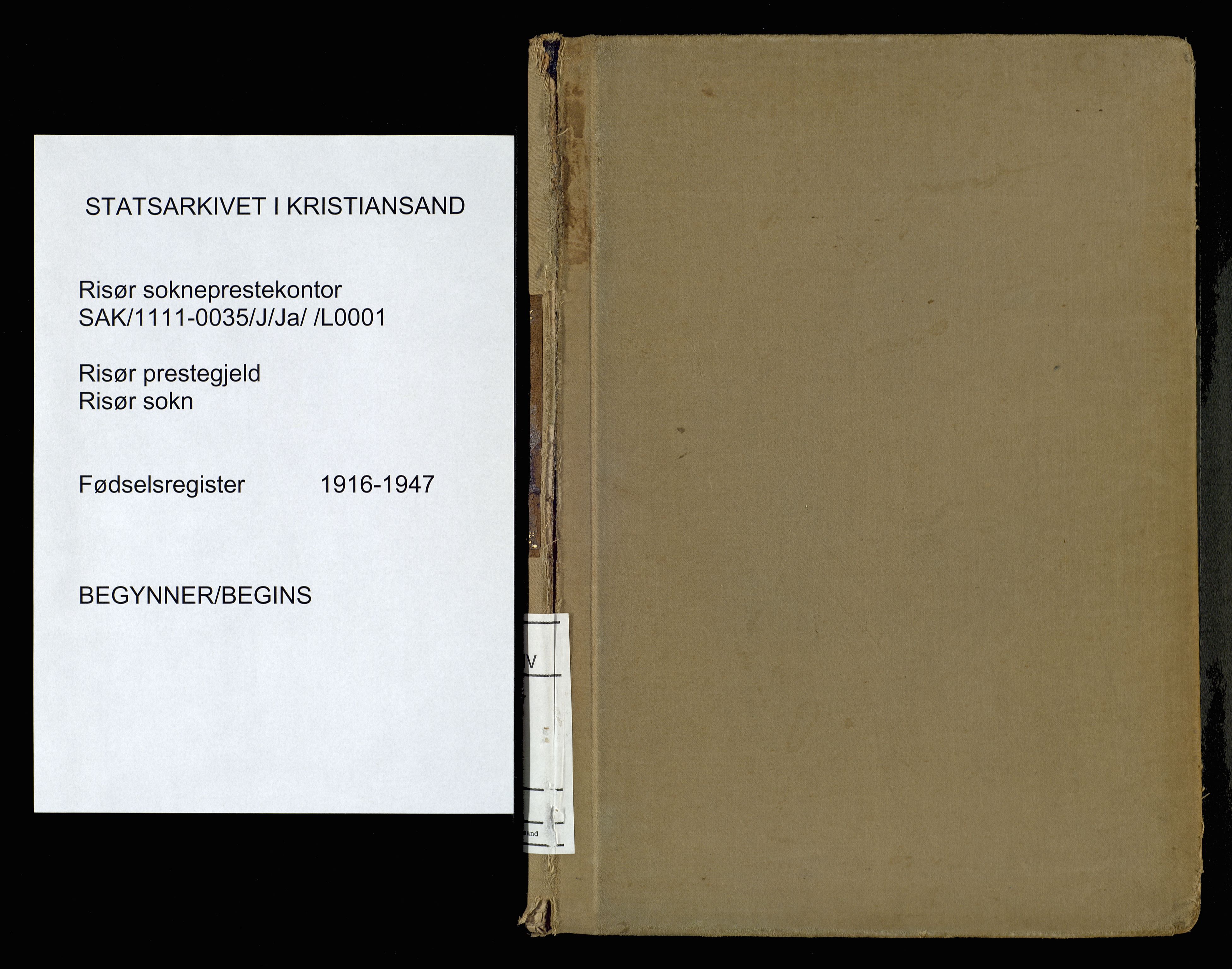 Risør sokneprestkontor, AV/SAK-1111-0035/J/Ja/L0001: Birth register no. A-VI-13, 1916-1947