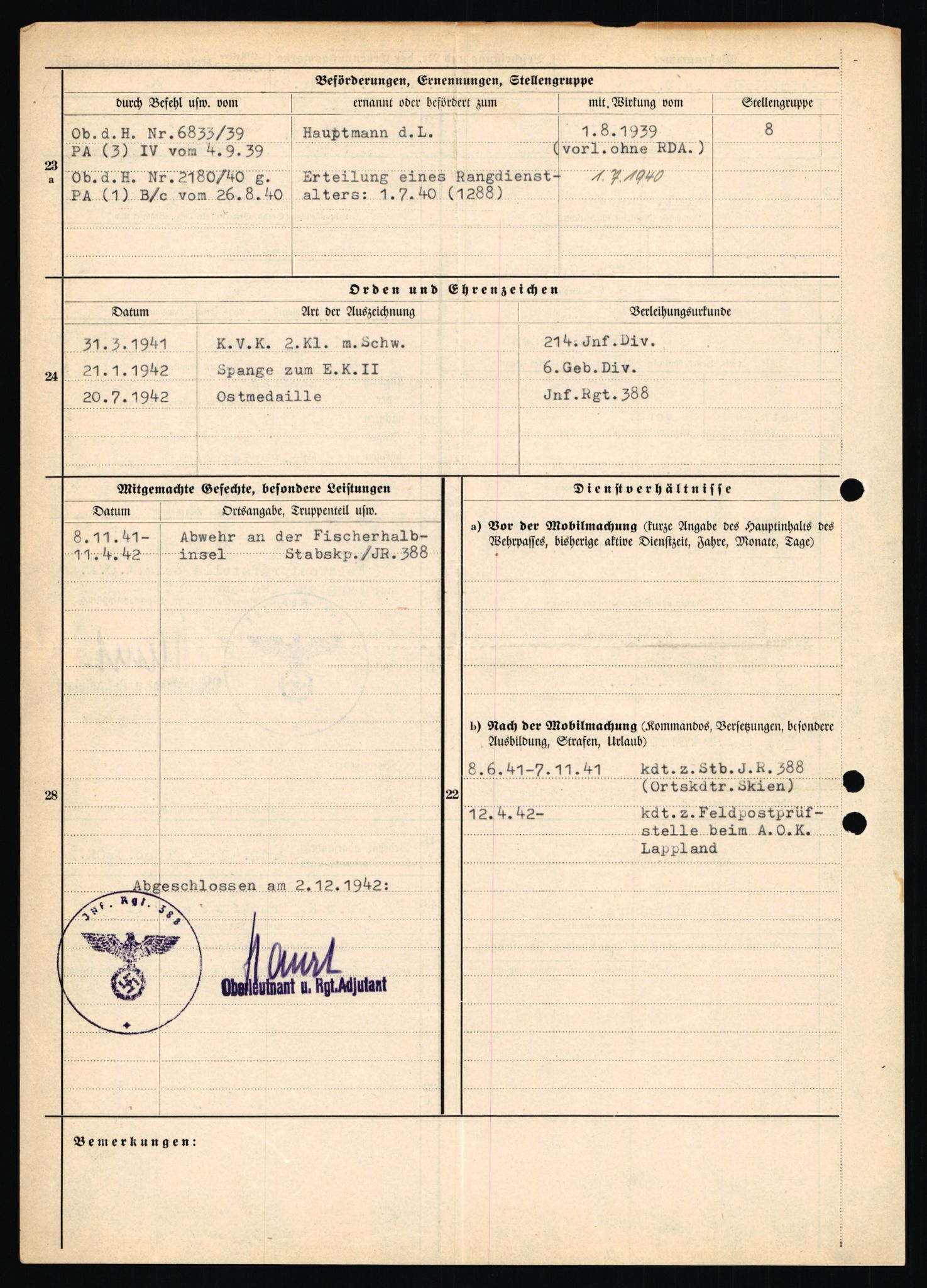 Forsvarets Overkommando. 2 kontor. Arkiv 11.4. Spredte tyske arkivsaker, AV/RA-RAFA-7031/D/Dar/Dara/L0018: Personalbøker, 1940-1945, p. 473