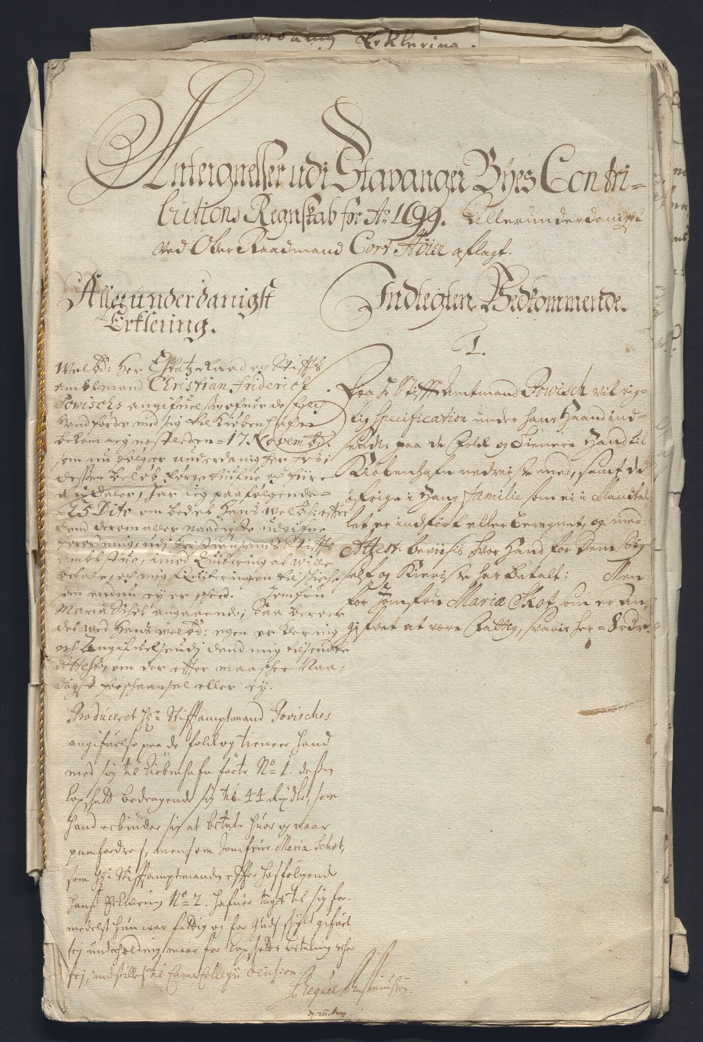 Rentekammeret inntil 1814, Reviderte regnskaper, Byregnskaper, AV/RA-EA-4066/R/Ro/L0302: [O4] Kontribusjonsregnskap, 1687-1711, p. 173